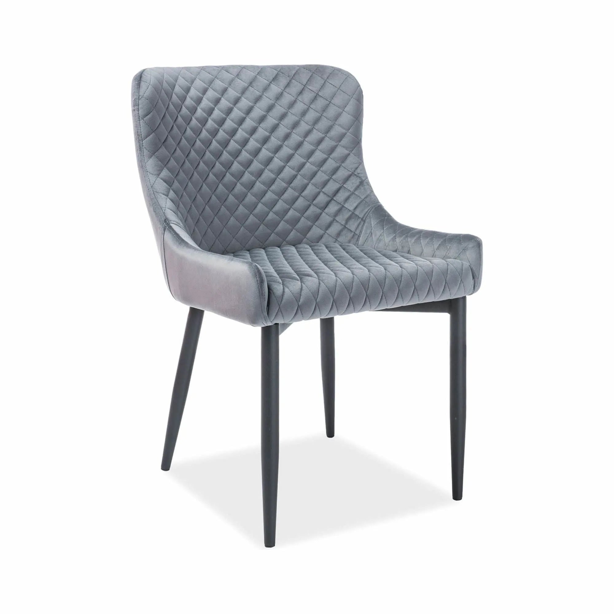 Scaun COLIN B, gri/negru, stofa catifelata/metal, 52x45x82 cm