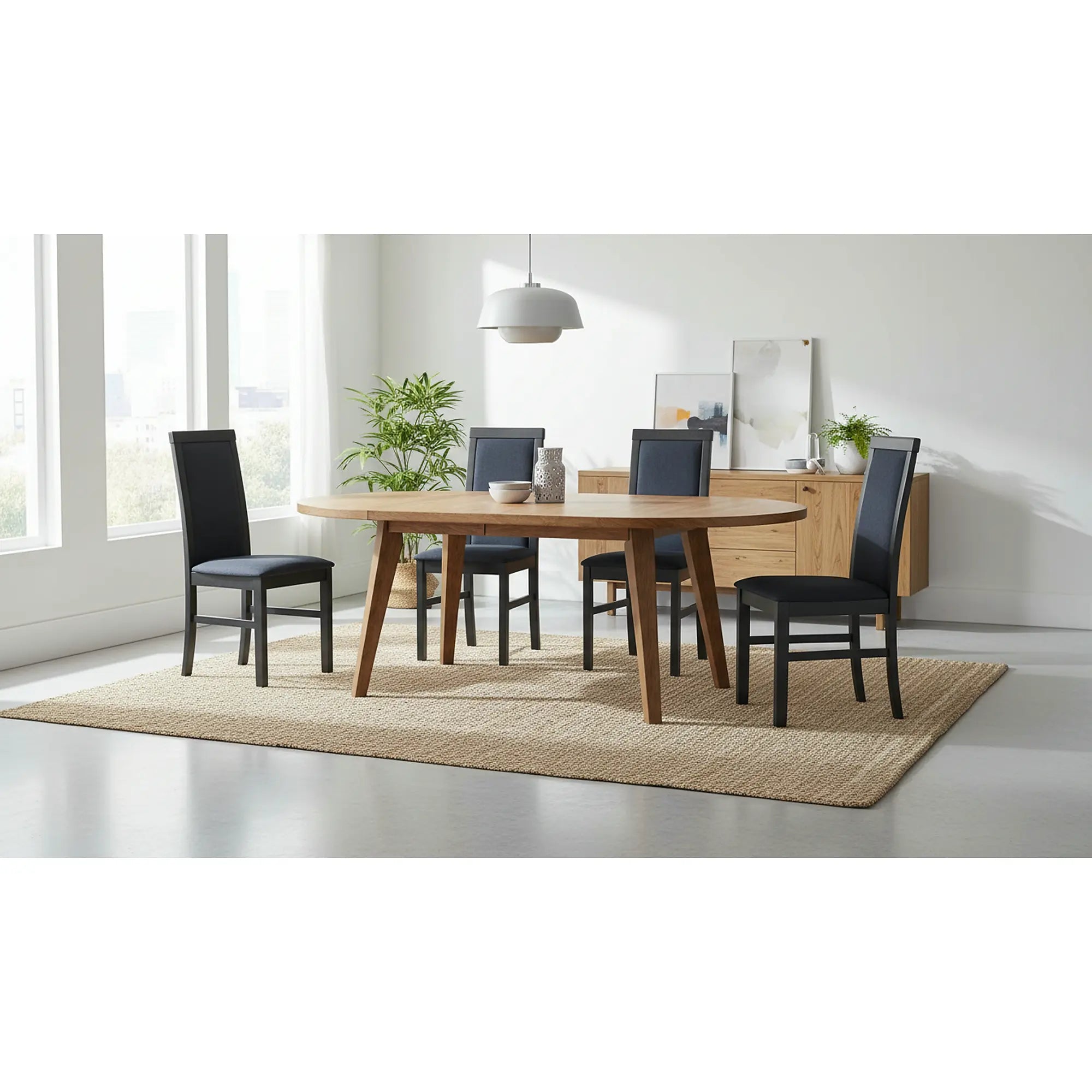 Scaun COMO, negru, stofa clasica/lemn, 43x51x92 cm