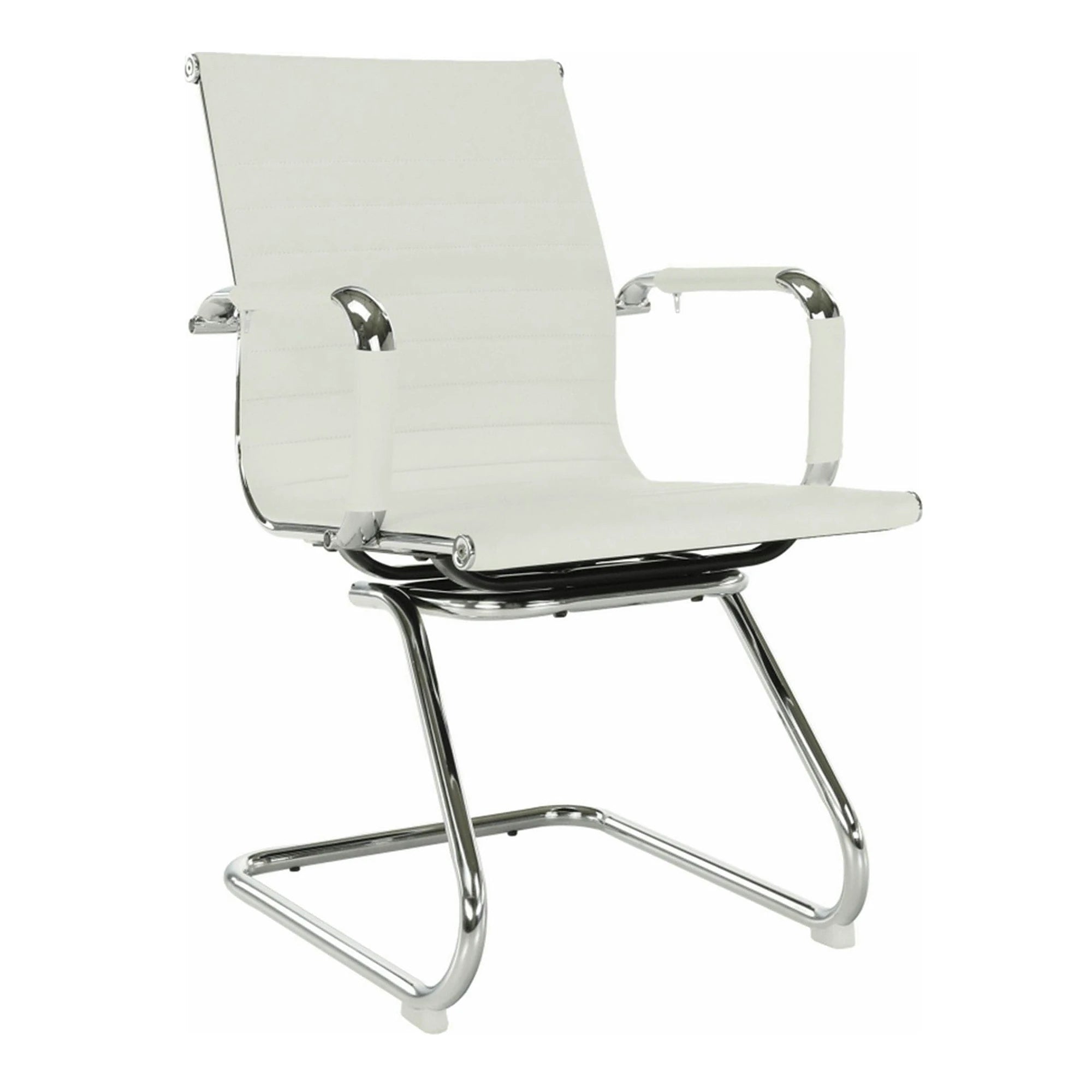 Scaun conferinta AZURE 2 NEW TYP 2, piele ecologica/metal, alb, 54.5x62.5x90.5 cm
