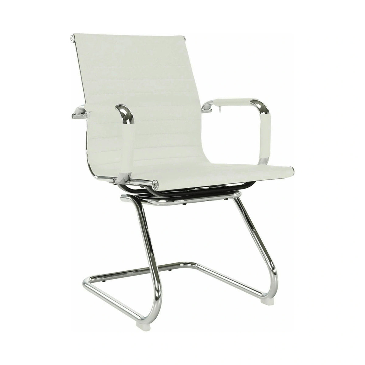 Scaun conferinta AZURE 2 NEW TYP 2, piele ecologica/metal, alb, 54.5x62.5x90.5 cm