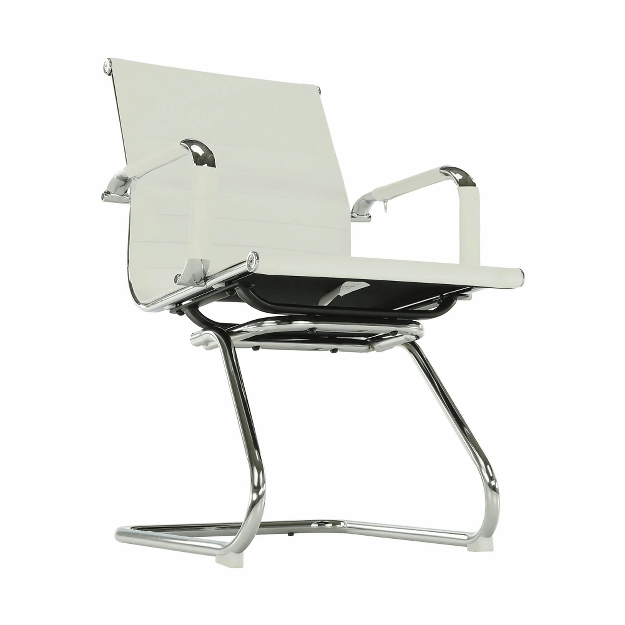 Scaun conferinta AZURE 2 NEW TYP 2, piele ecologica/metal, alb, 54.5x62.5x90.5 cm