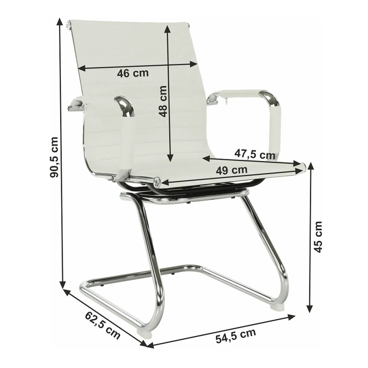 Scaun conferinta AZURE 2 NEW TYP 2, piele ecologica/metal, alb, 54.5x62.5x90.5 cm