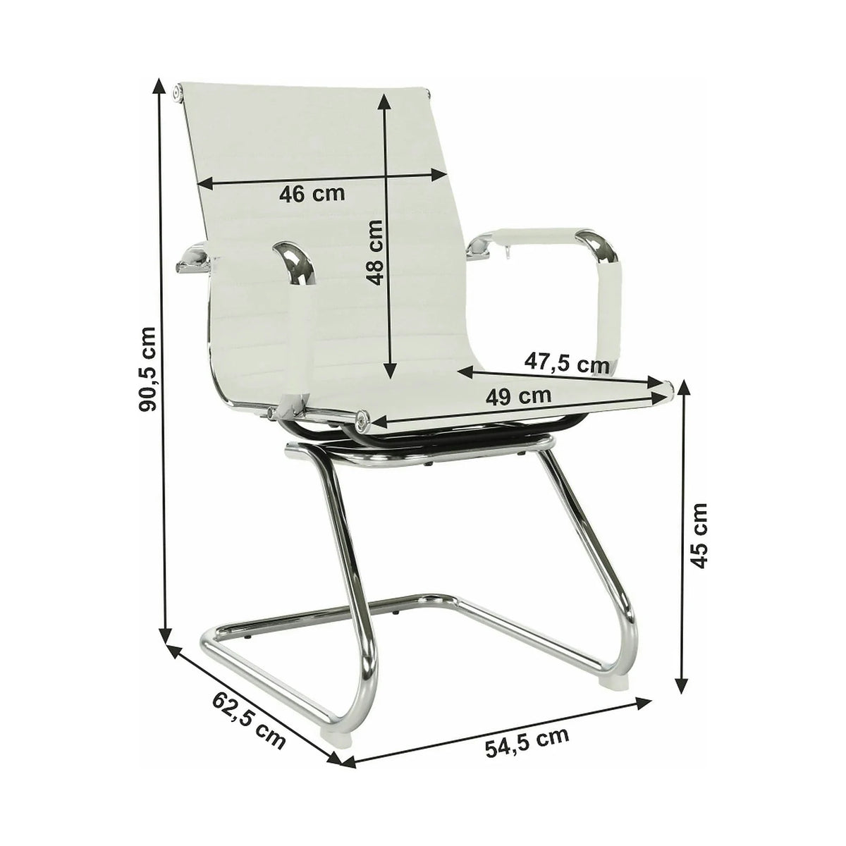 Scaun conferinta AZURE 2 NEW TYP 2, piele ecologica/metal, alb, 54.5x62.5x90.5 cm