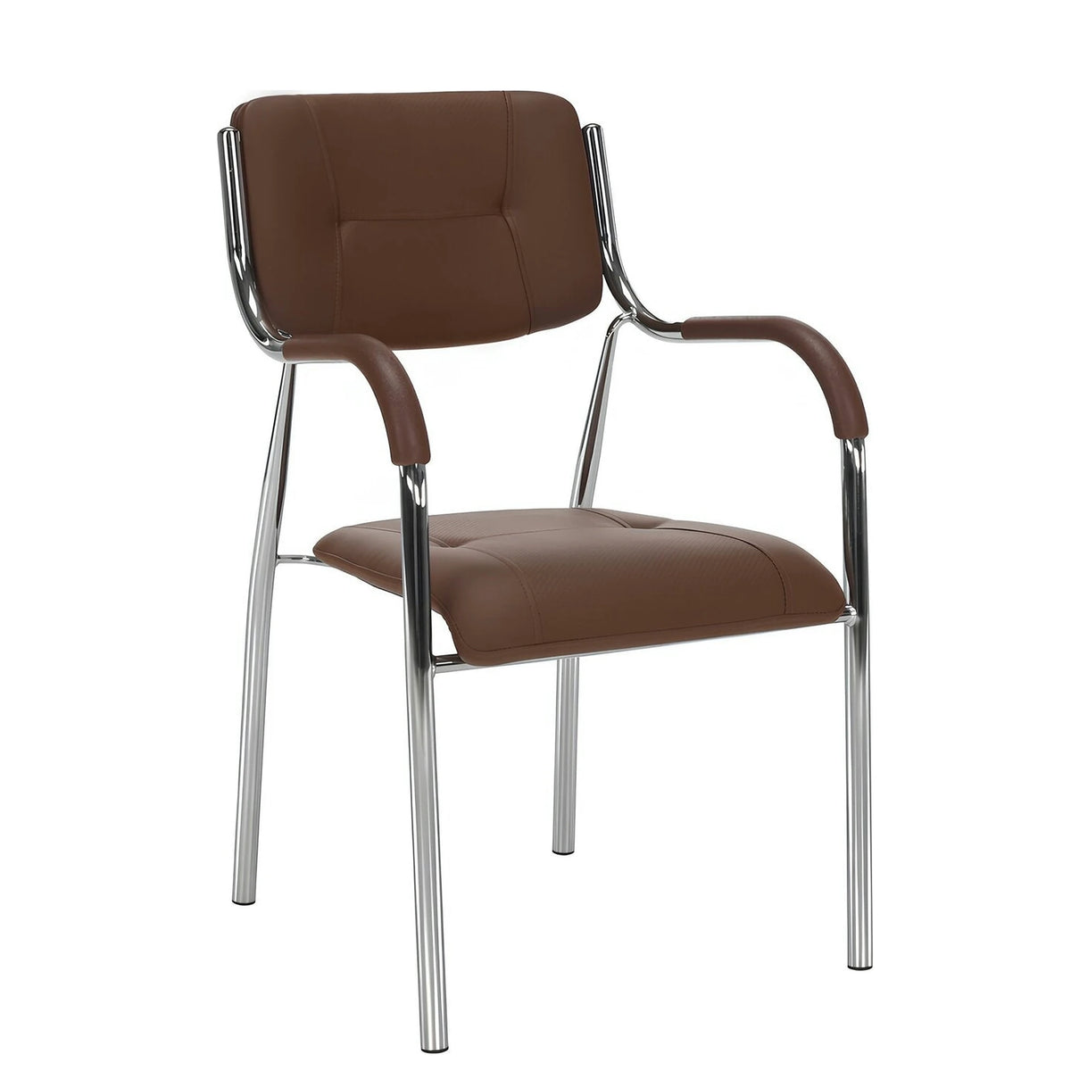 Scaun conferinta ILHAM, piele ecologica/metal, maro, 52x55x85 cm