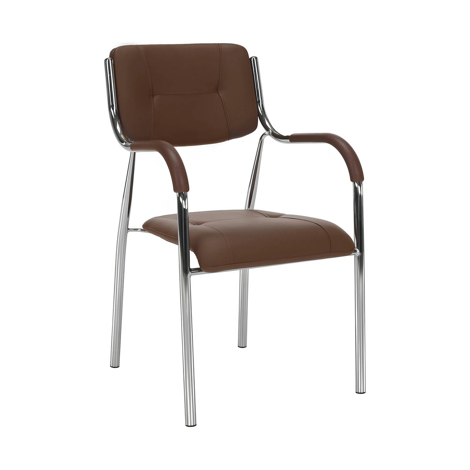 Scaun conferinta ILHAM, piele ecologica/metal, maro, 52x55x85 cm