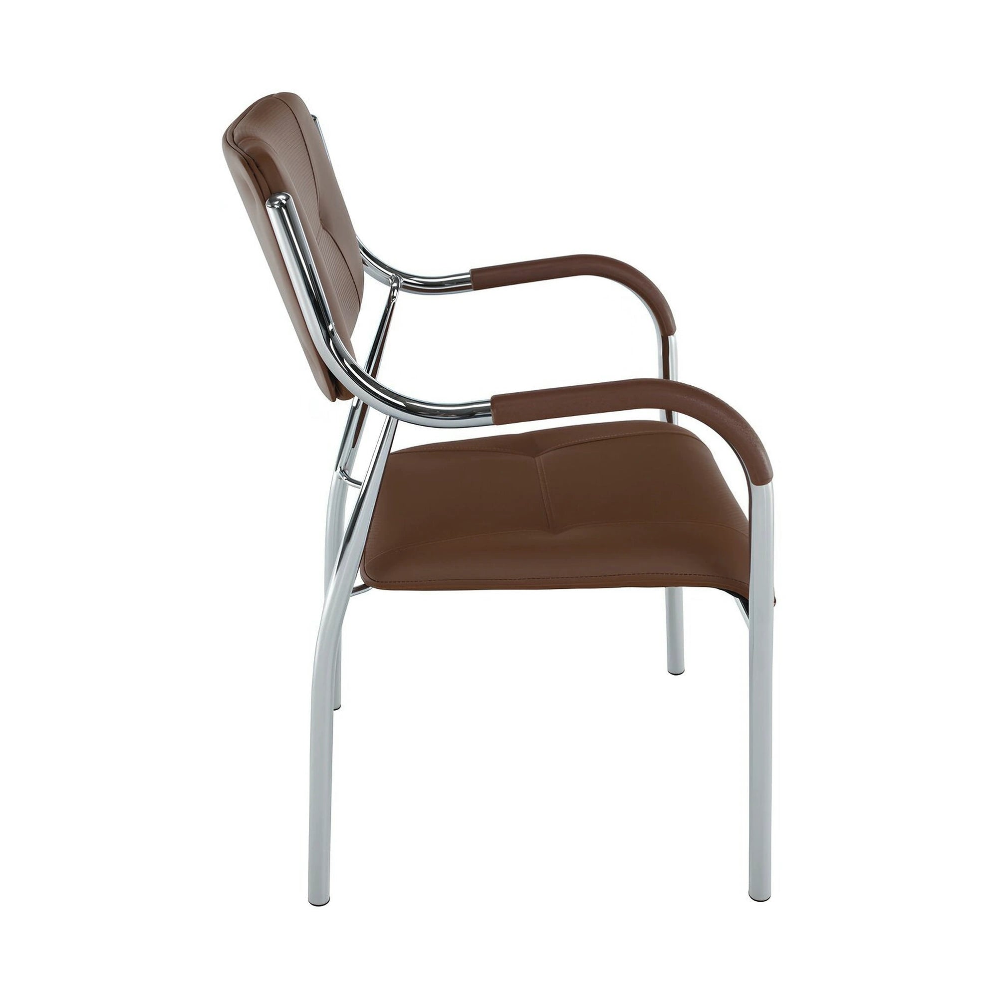 Scaun conferinta ILHAM, piele ecologica/metal, maro, 52x55x85 cm