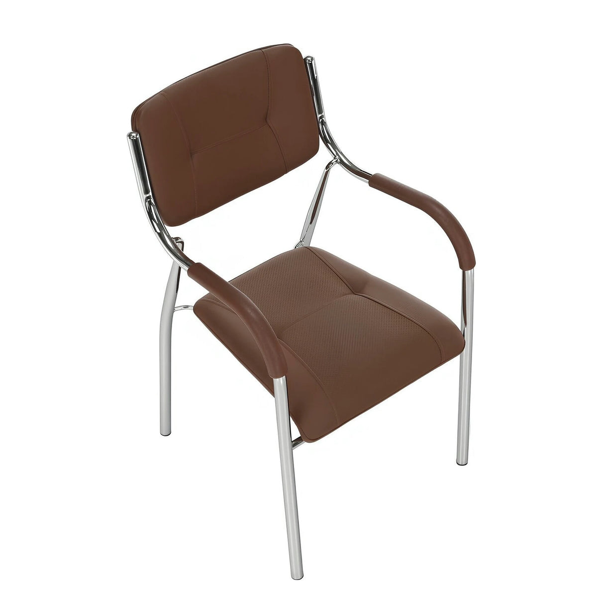 Scaun conferinta ILHAM, piele ecologica/metal, maro, 52x55x85 cm
