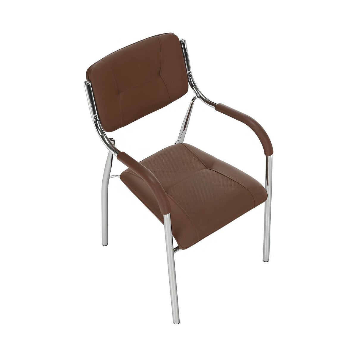Scaun conferinta ILHAM, piele ecologica/metal, maro, 52x55x85 cm