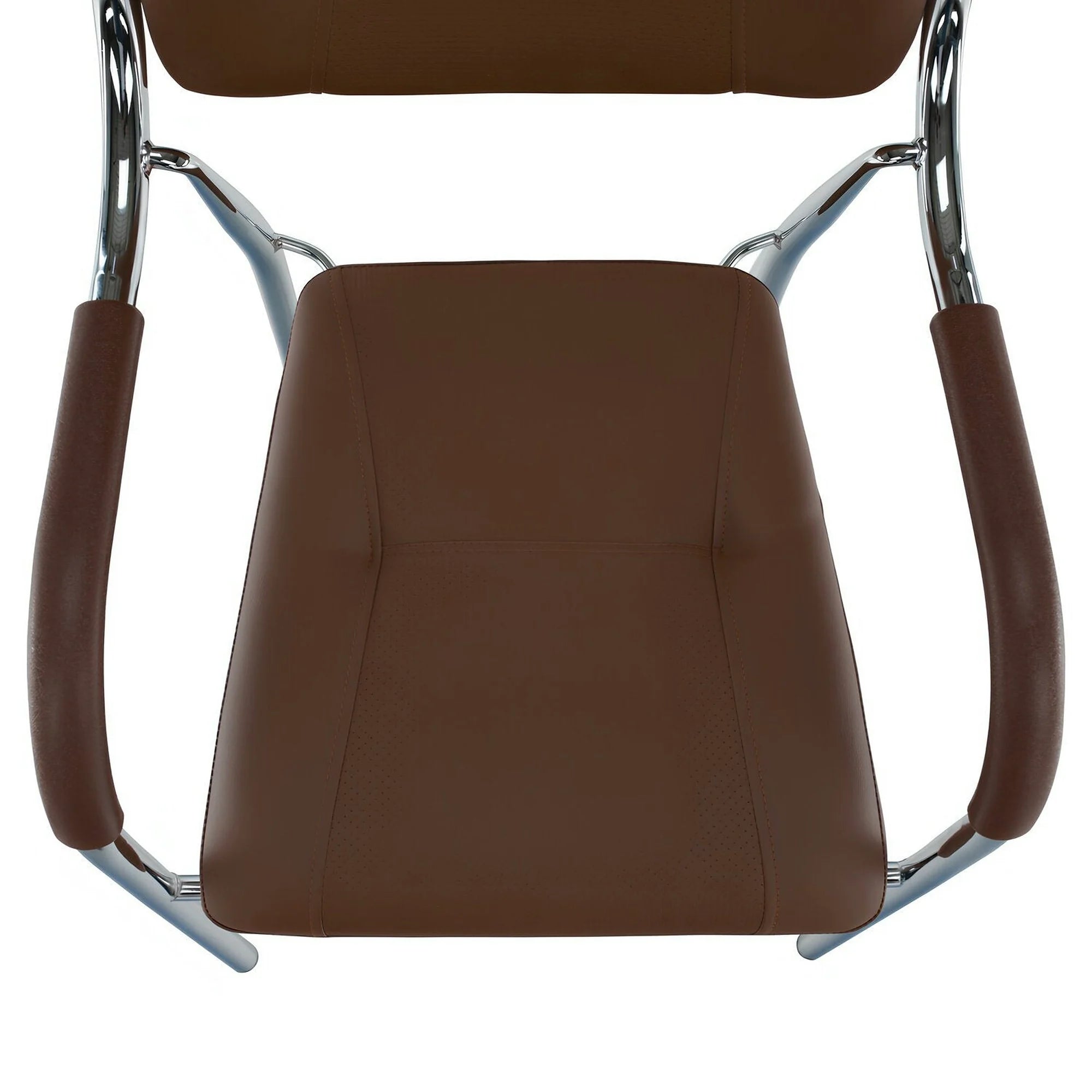 Scaun conferinta ILHAM, piele ecologica/metal, maro, 52x55x85 cm