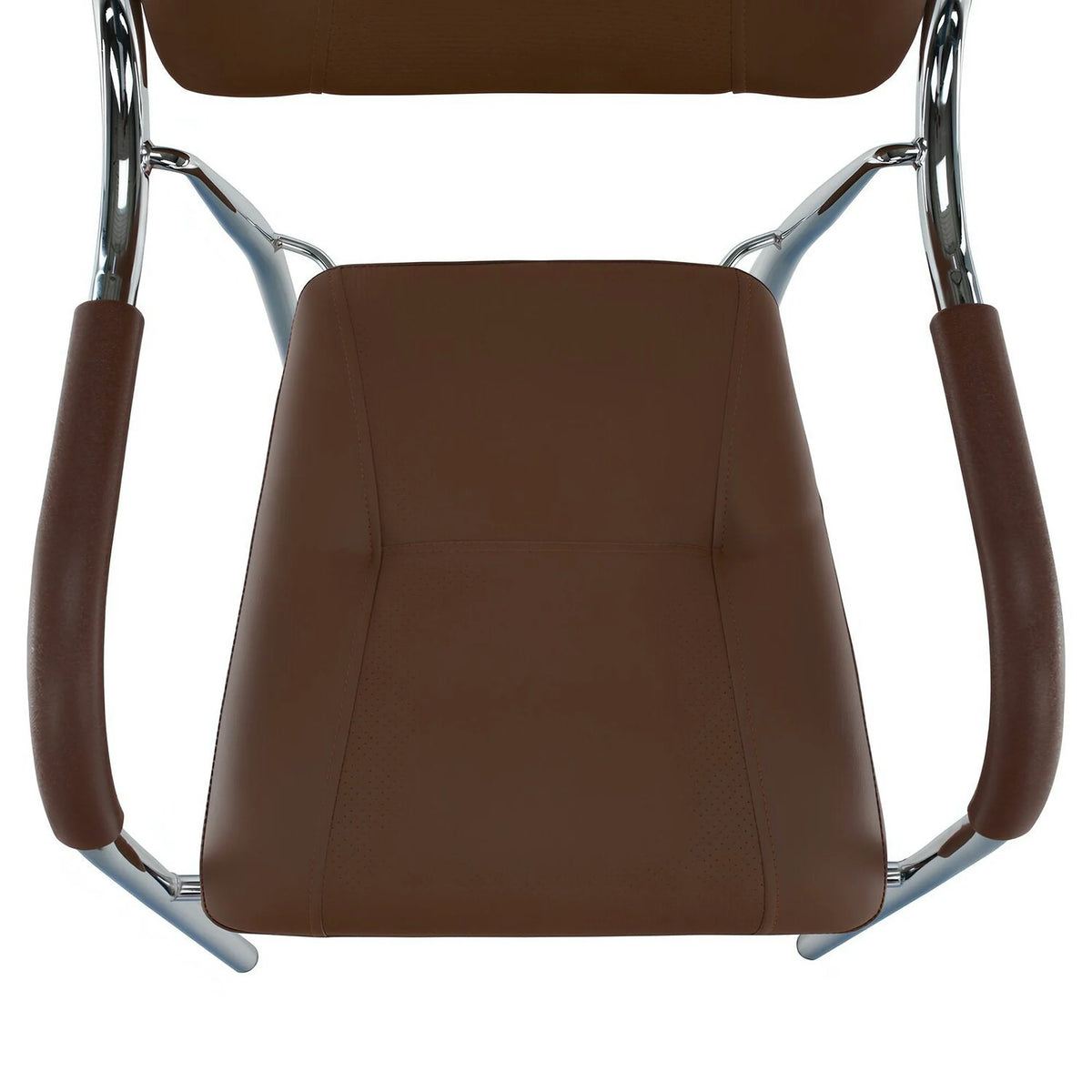 Scaun conferinta ILHAM, piele ecologica/metal, maro, 52x55x85 cm