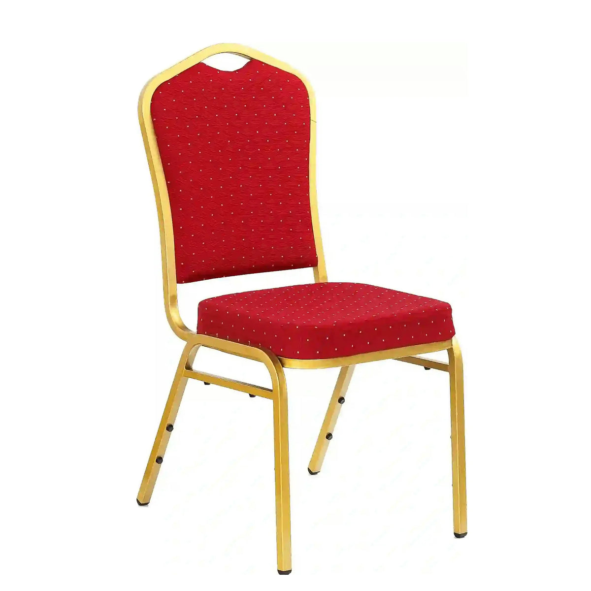Scaun conferinta K66, rosu/auriu, stofa clasica/metal, 45X48X93 CM