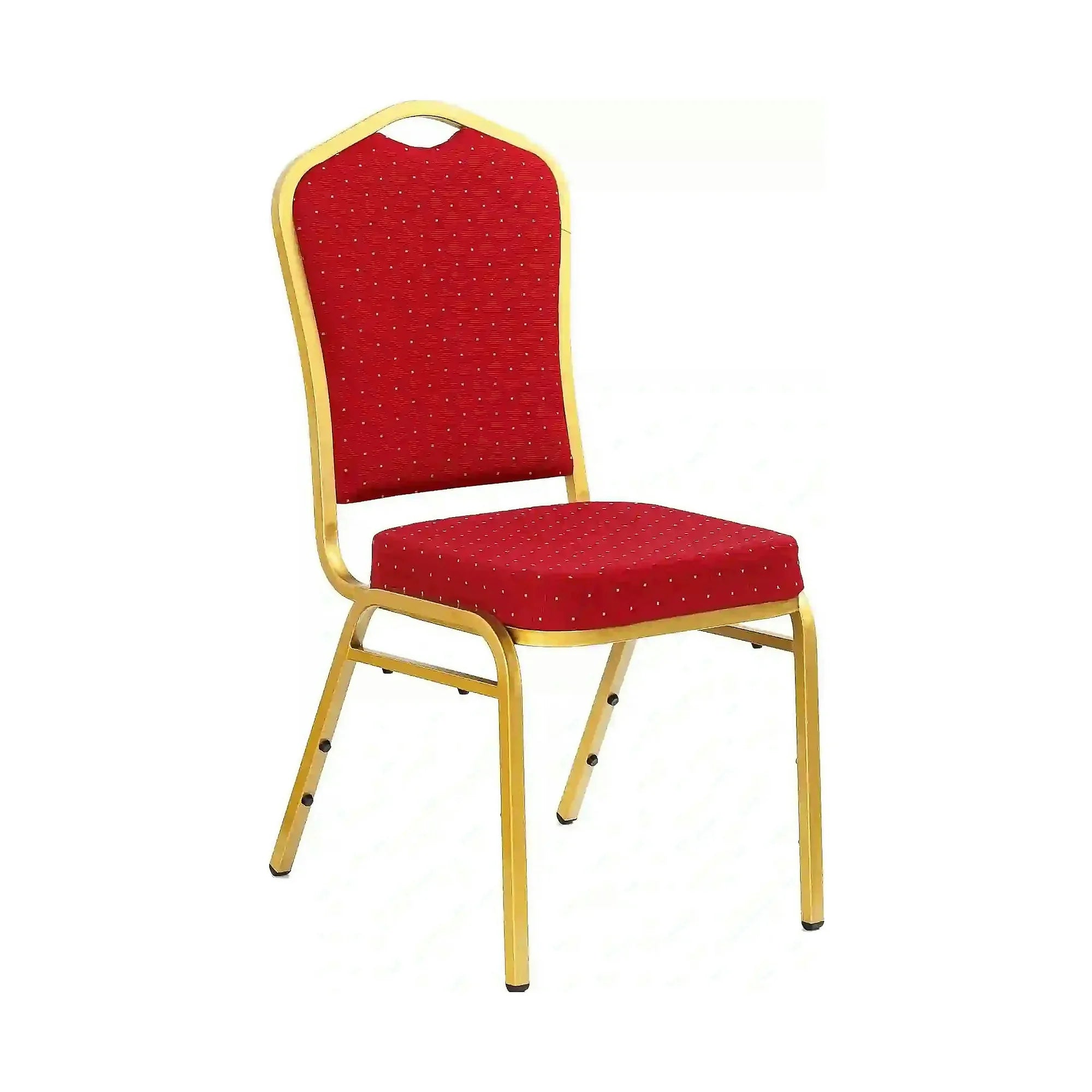 Scaun conferinta K66, rosu/auriu, stofa clasica/metal, 45X48X93 CM