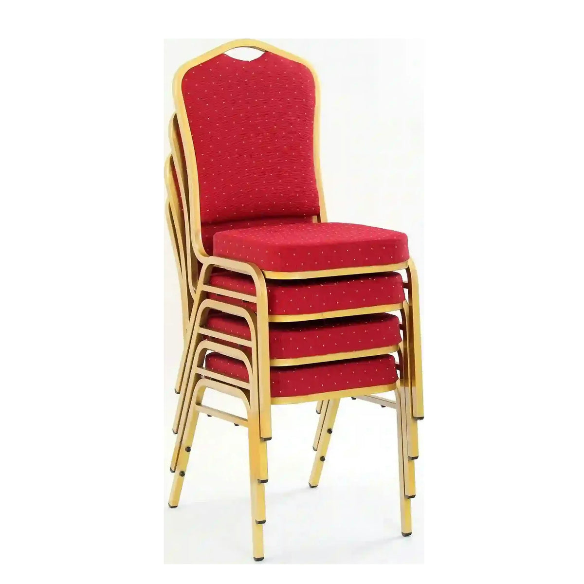 Scaun conferinta K66, rosu/auriu, stofa clasica/metal, 45X48X93 CM
