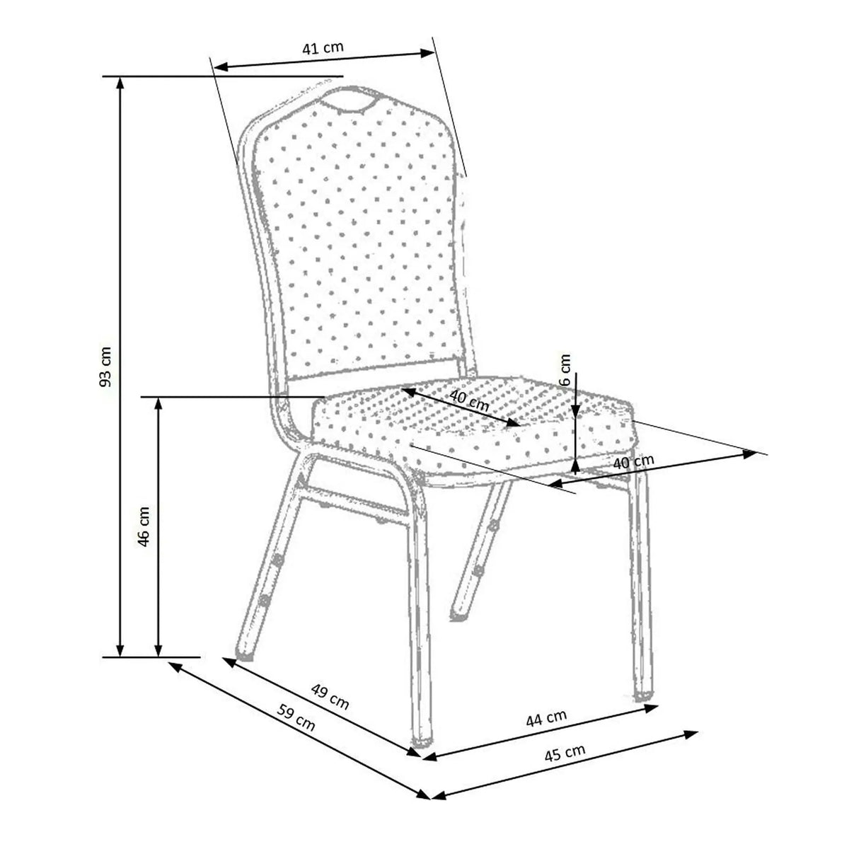 Scaun conferinta K66, rosu/auriu, stofa clasica/metal, 45X48X93 CM