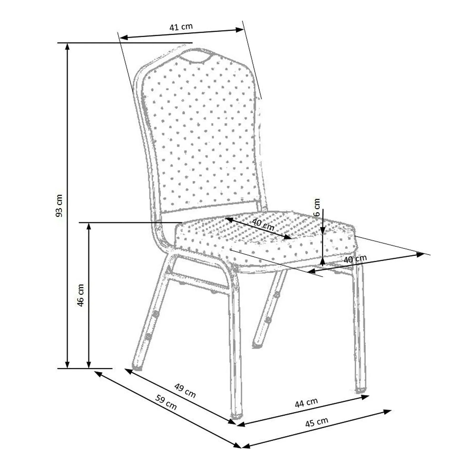 Scaun conferinta K66, rosu/auriu, stofa clasica/metal, 45X48X93 CM
