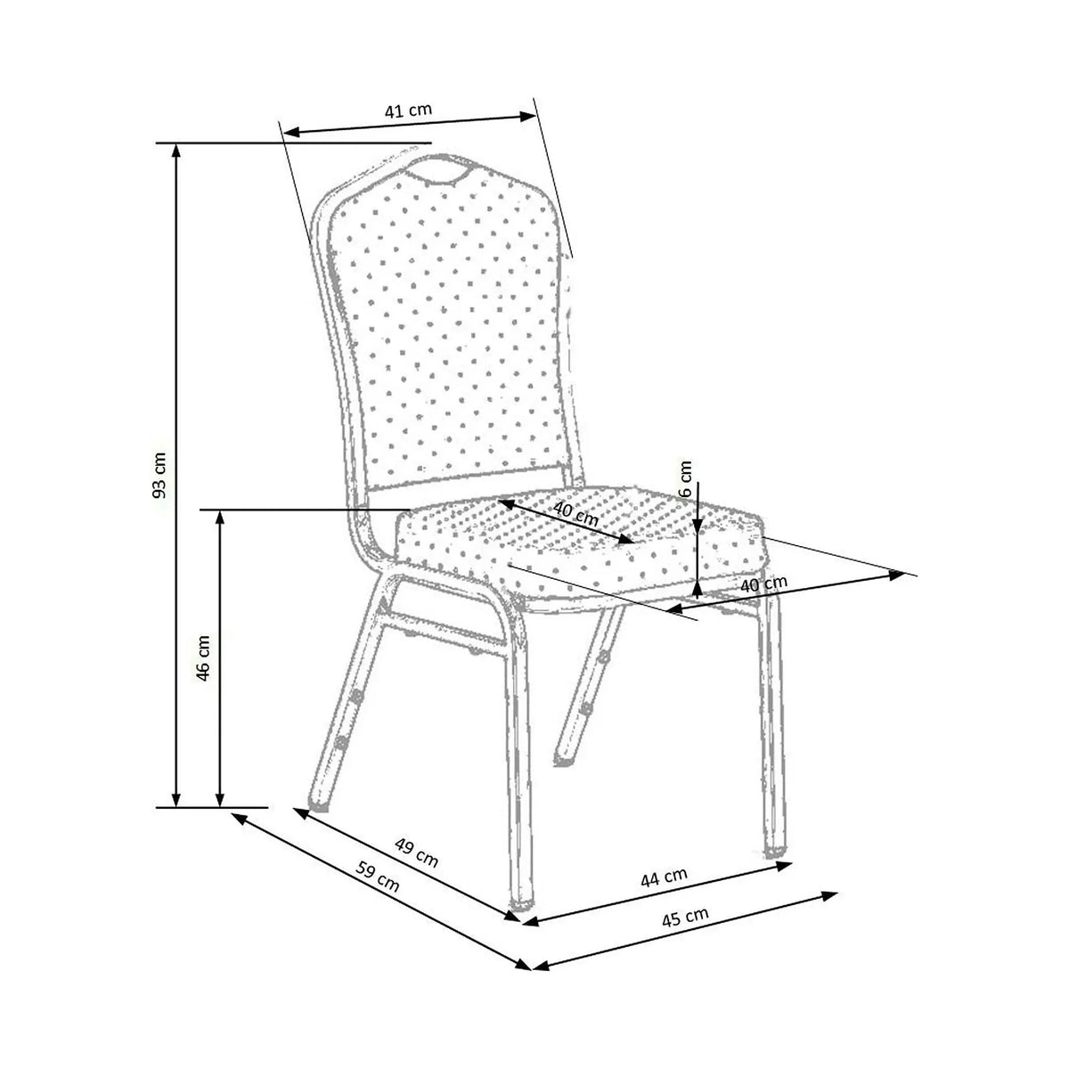 Scaun conferinta K66, rosu/auriu, stofa clasica/metal, 45X48X93 CM