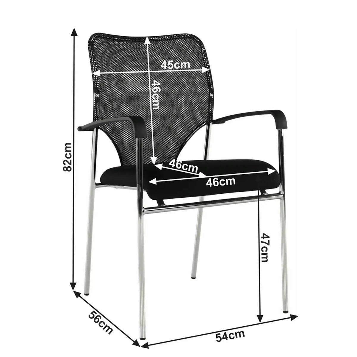 Scaun conferinta UMUT, negru/crom, plasa/metal, 54x56x82 cm