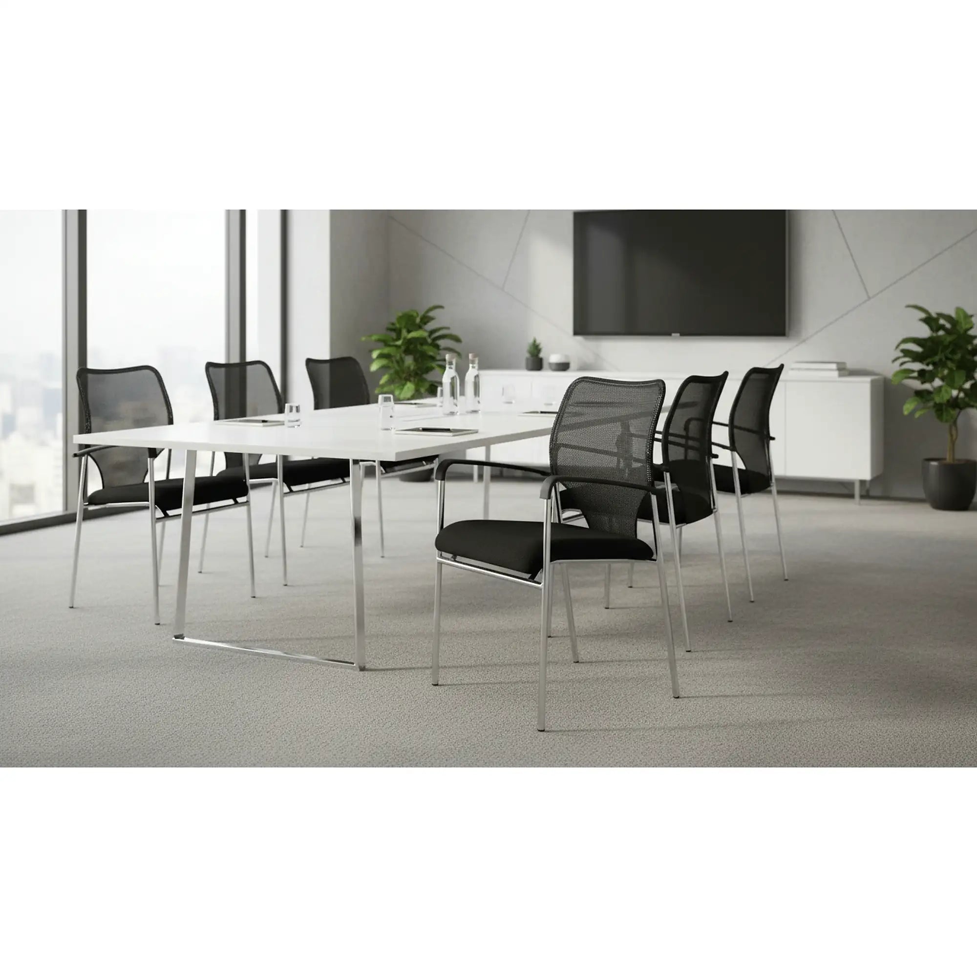 Scaun conferinta UMUT, negru/crom, plasa/metal, 54x56x82 cm