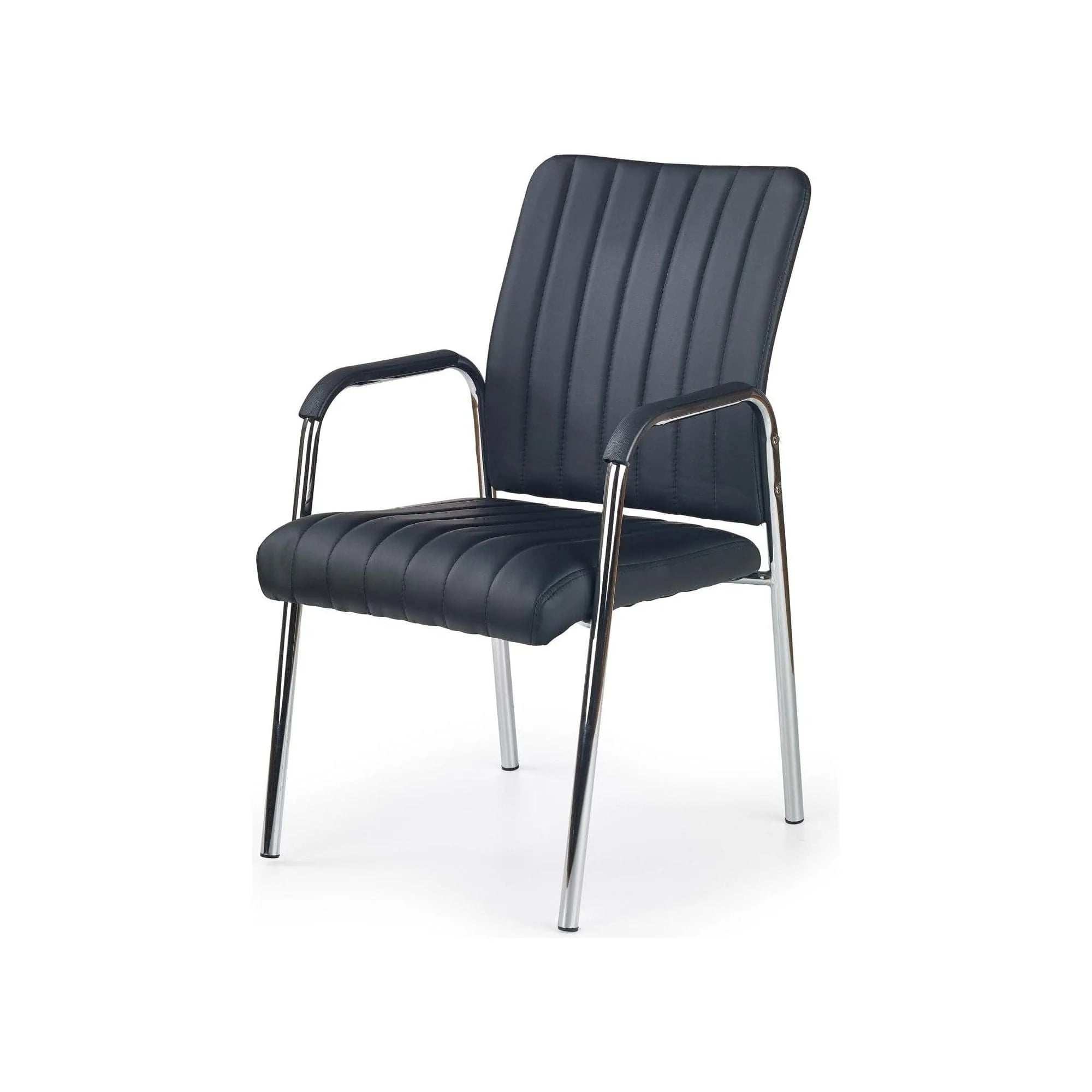 Scaun conferinta VIGOR, negru, piele ecologica/metal, 53x58x92 cm