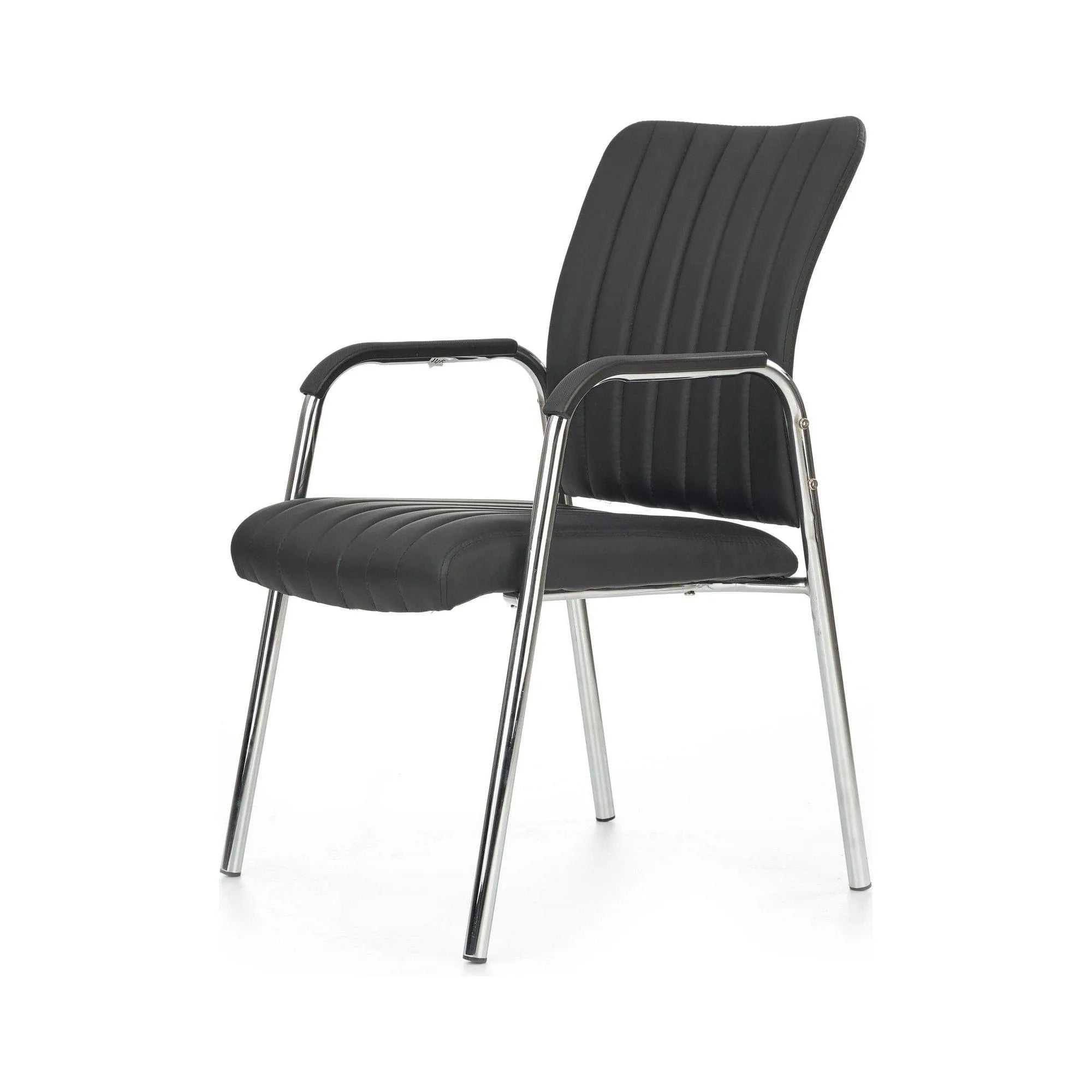 Scaun conferinta VIGOR, negru, piele ecologica/metal, 53x58x92 cm