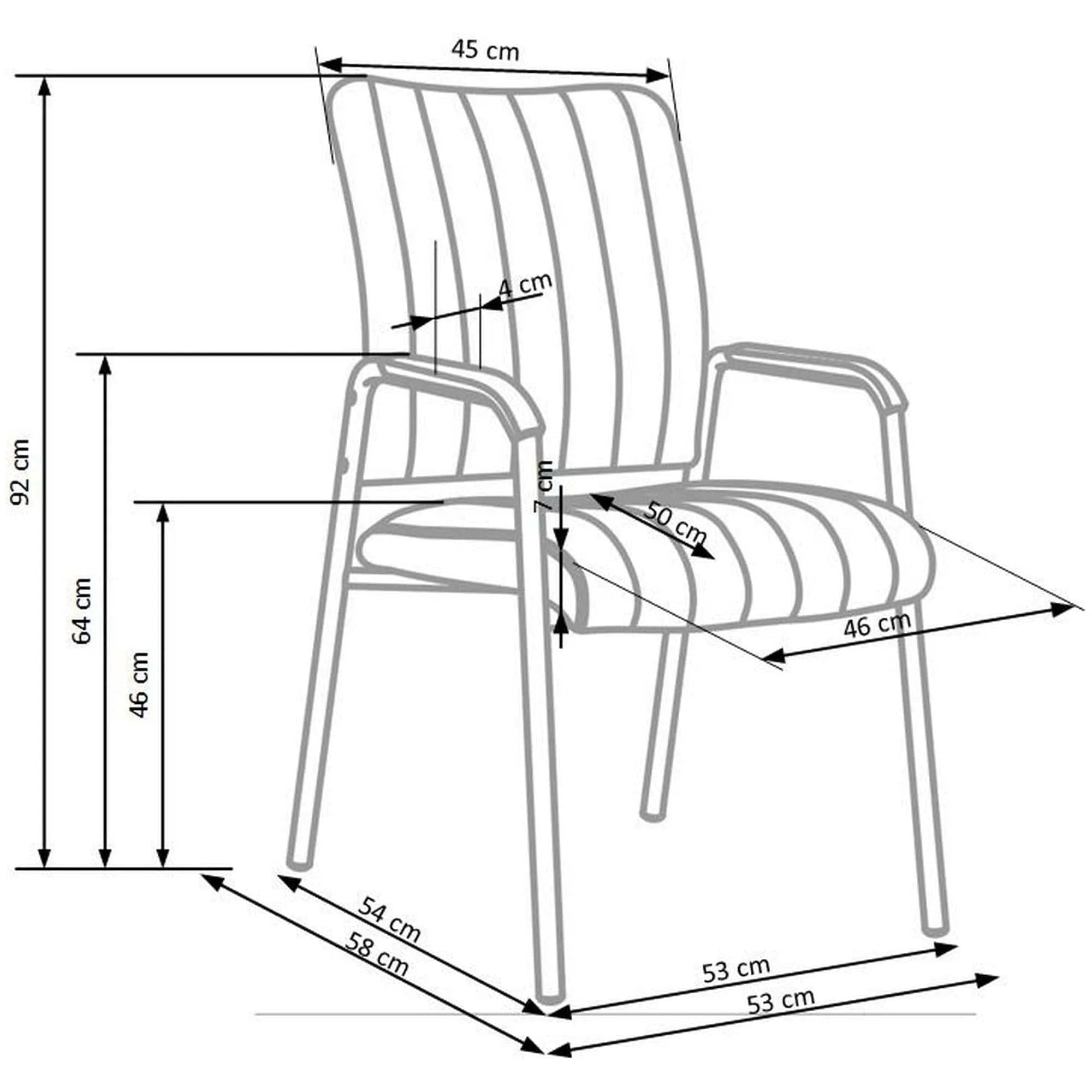 Scaun conferinta VIGOR, negru, piele ecologica/metal, 53x58x92 cm