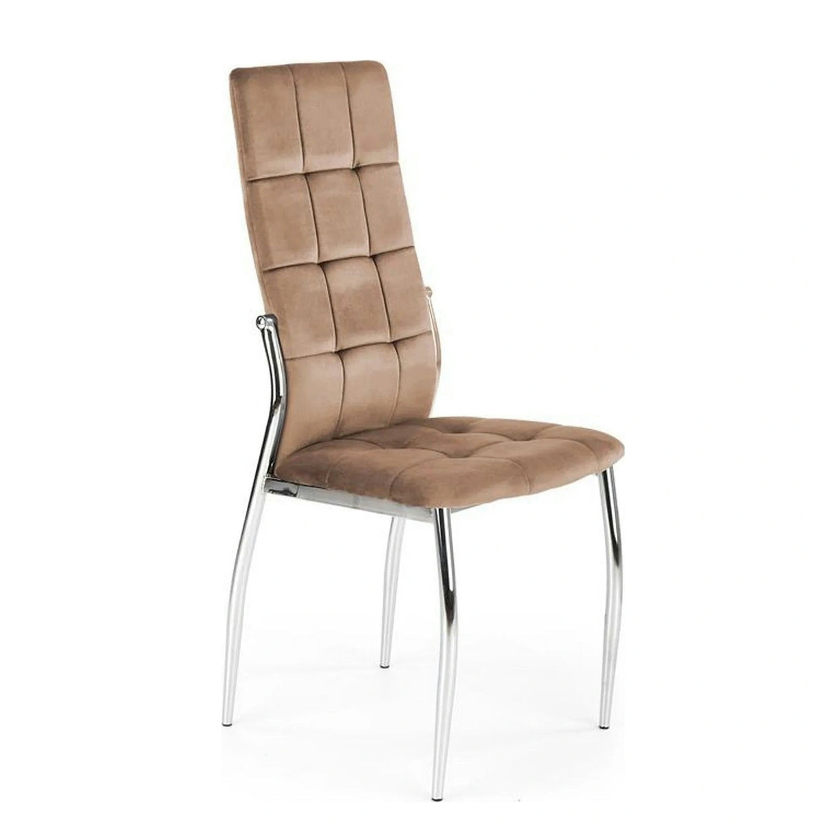 Scaun cromat bucatarie K416, bej, stofa catifelata, 43x54x101 cm