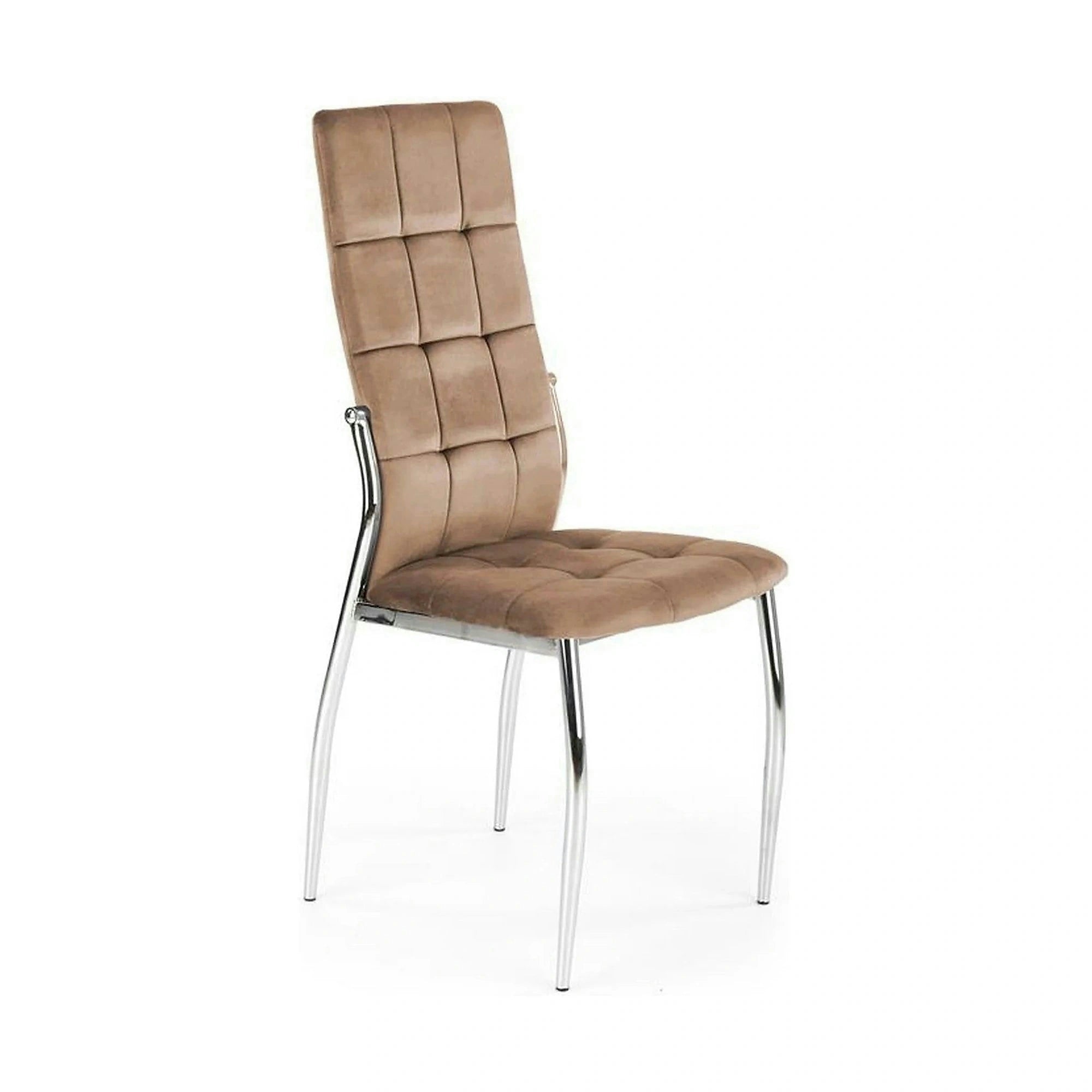 Scaun cromat bucatarie K416, bej, stofa catifelata, 43x54x101 cm