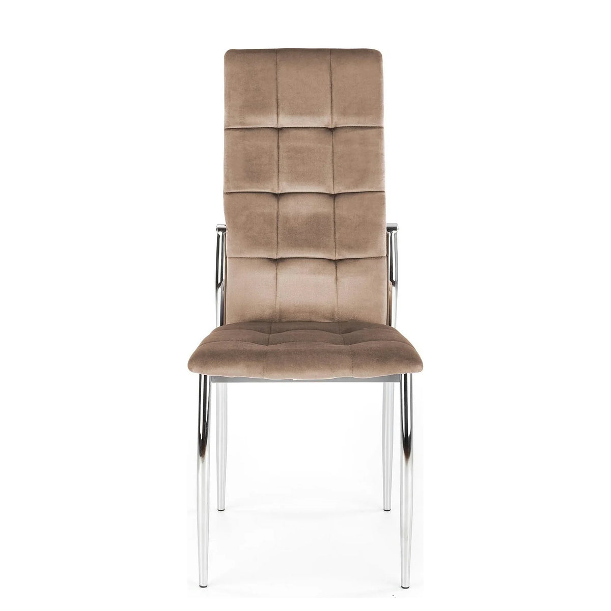 Scaun cromat bucatarie K416, bej, stofa catifelata, 43x54x101 cm