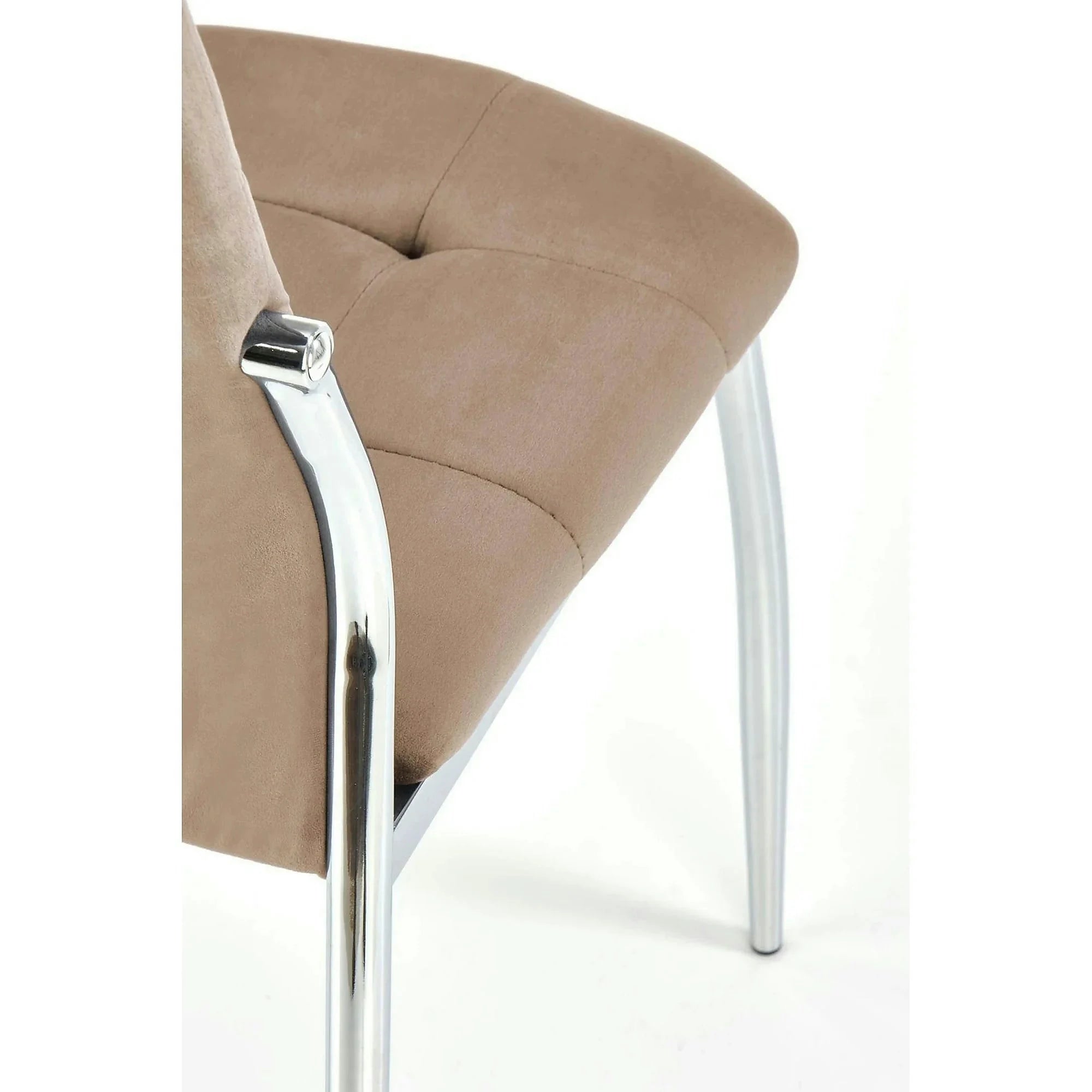 Scaun cromat bucatarie K416, bej, stofa catifelata, 43x54x101 cm