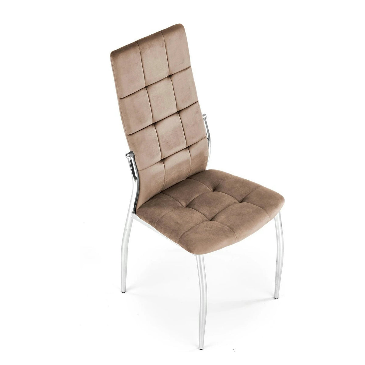 Scaun cromat bucatarie K416, bej, stofa catifelata, 43x54x101 cm