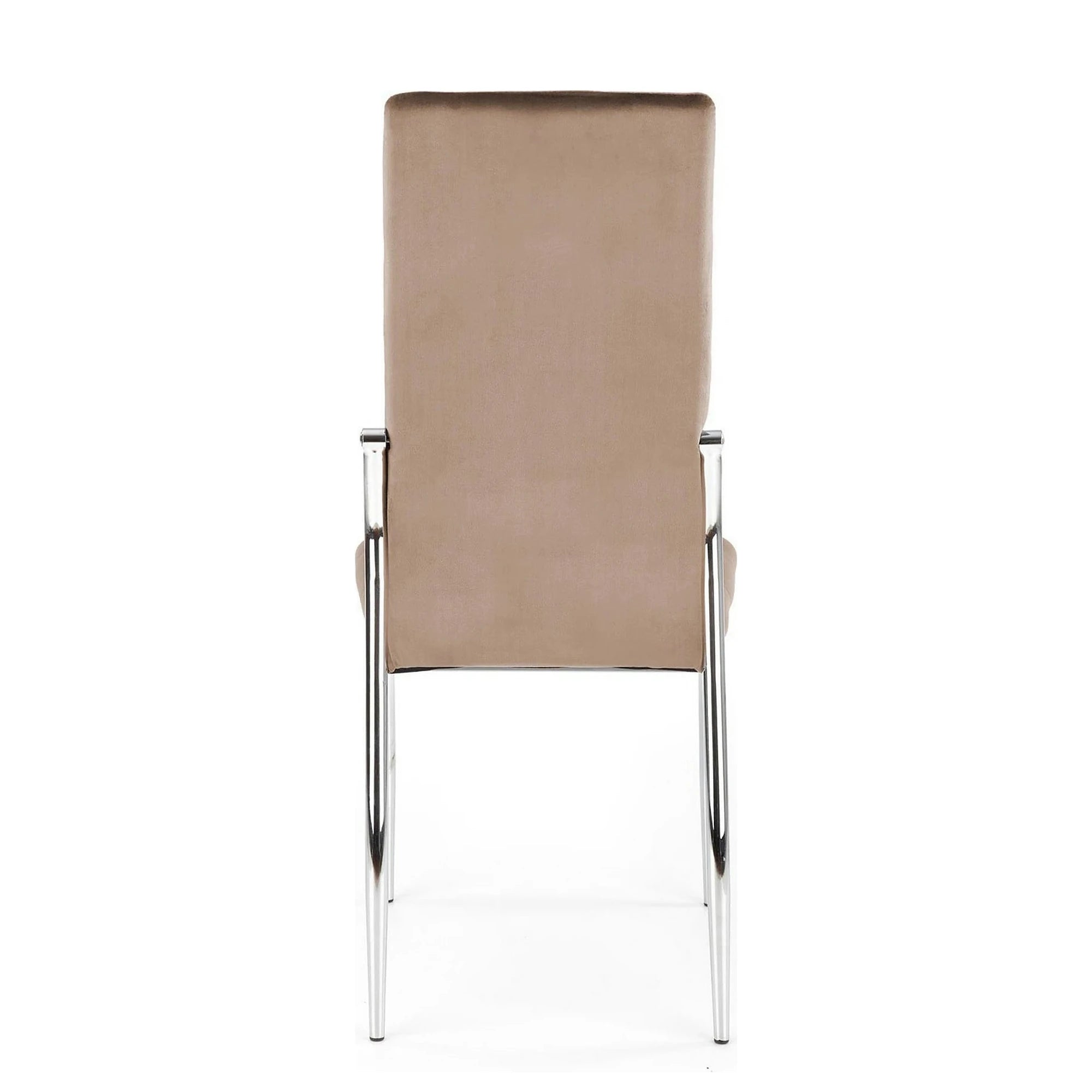 Scaun cromat bucatarie K416, bej, stofa catifelata, 43x54x101 cm