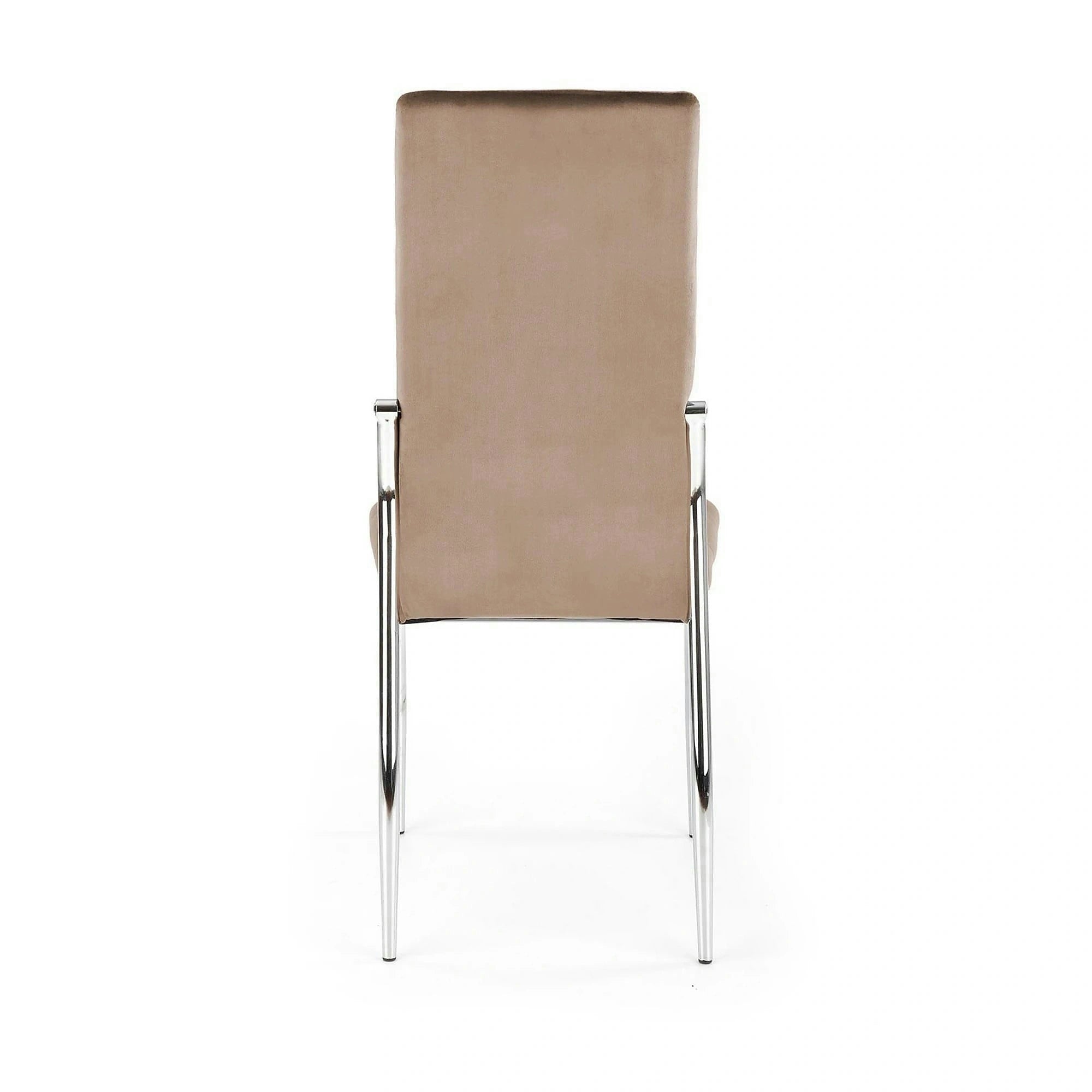 Scaun cromat bucatarie K416, bej, stofa catifelata, 43x54x101 cm