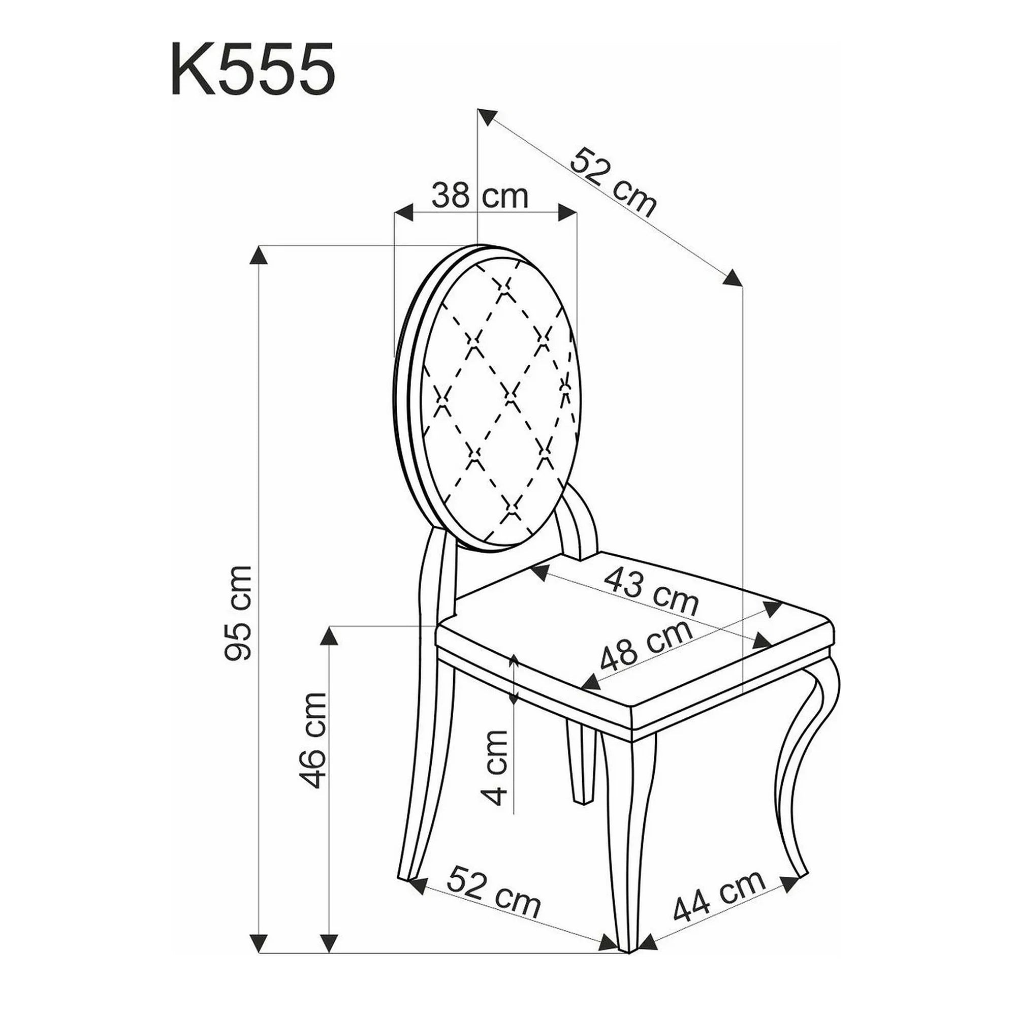 Scaun cromat K555, gri/argintiu, stofa catifelata/metal, 48x52x96 cm