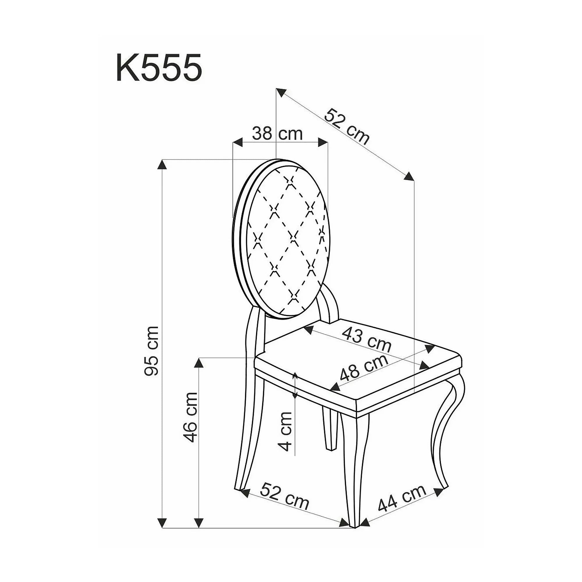 Scaun cromat K555, gri/argintiu, stofa catifelata/metal, 48x52x96 cm
