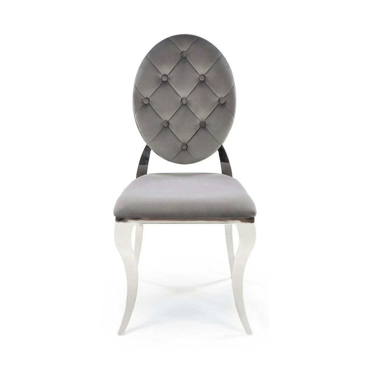Scaun cromat K555, gri/argintiu, stofa catifelata/metal, 48x52x96 cm