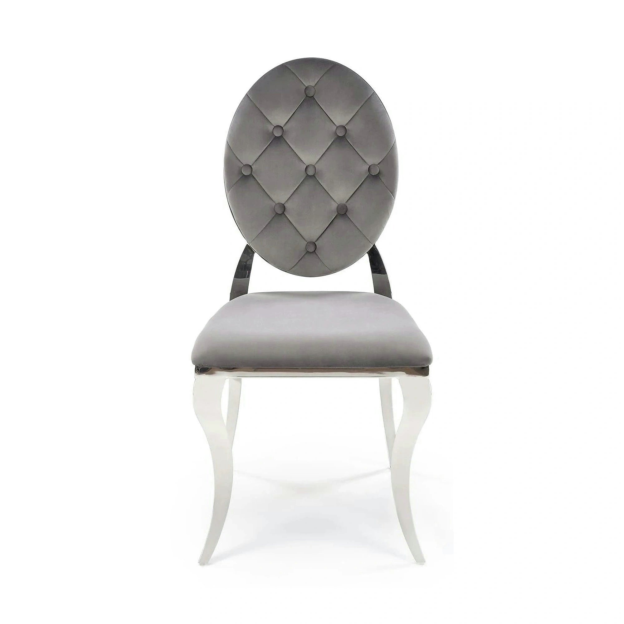 Scaun cromat K555, gri/argintiu, stofa catifelata/metal, 48x52x96 cm