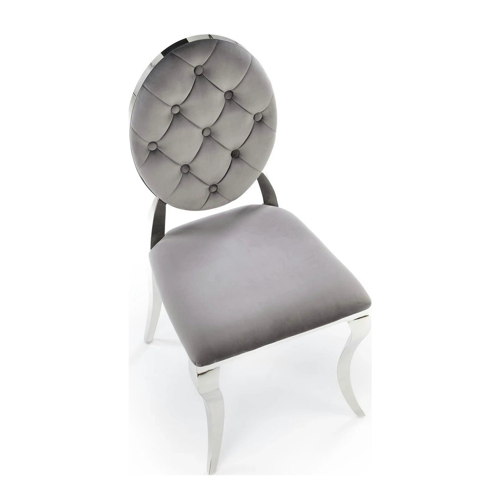 Scaun cromat K555, gri/argintiu, stofa catifelata/metal, 48x52x96 cm