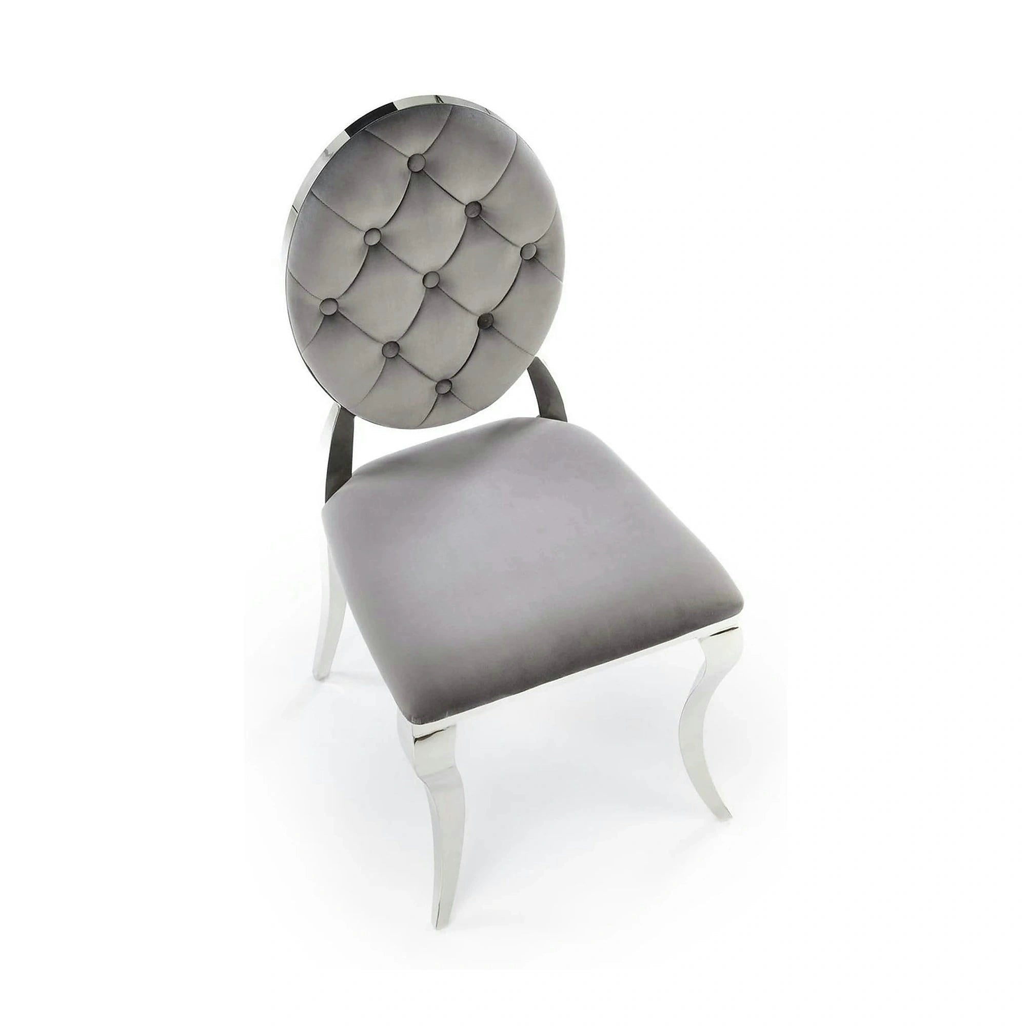 Scaun cromat K555, gri/argintiu, stofa catifelata/metal, 48x52x96 cm