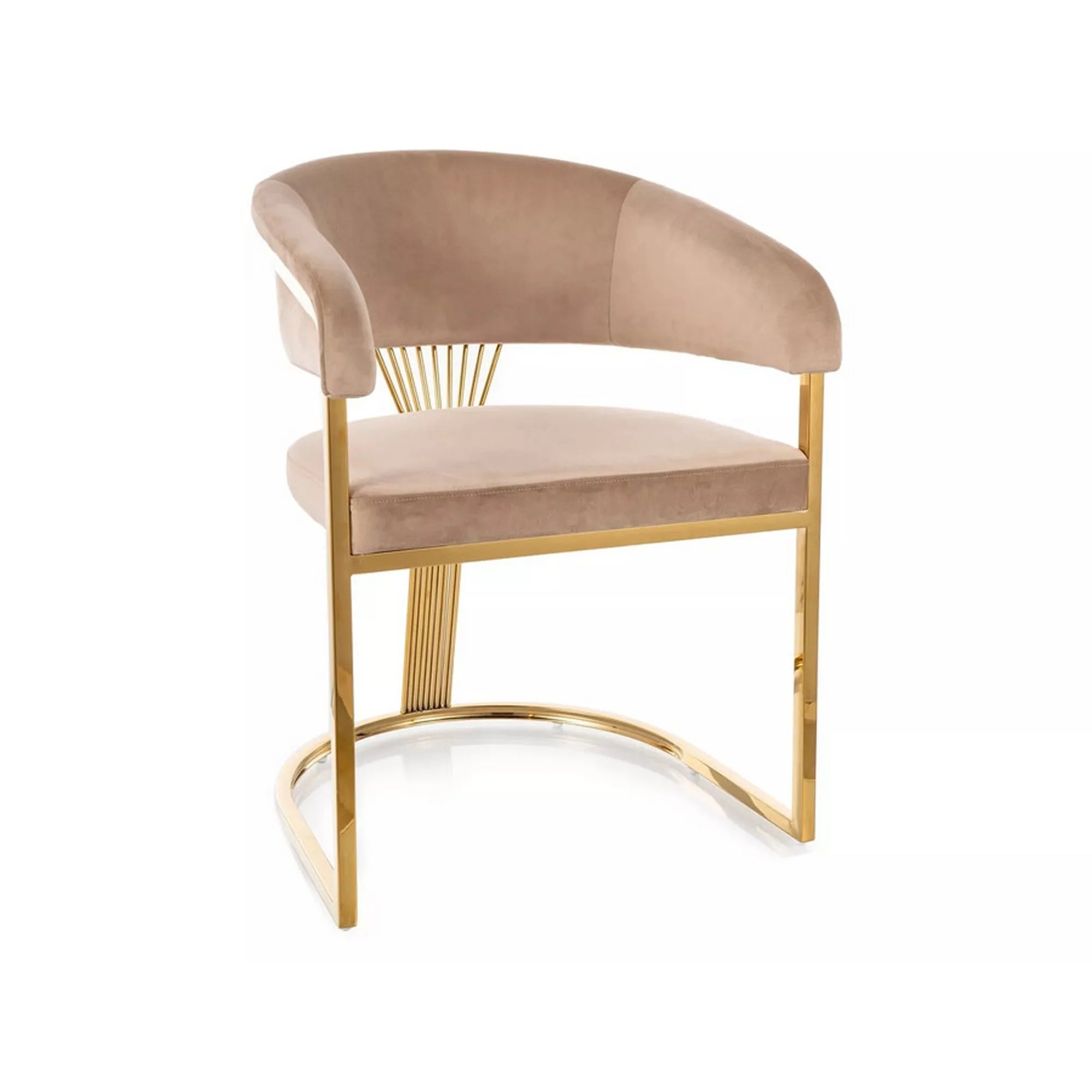 Scaun CROWN, bej inchis - Bluvel 28, stofa catifelata/metal, 57x64x77 cm