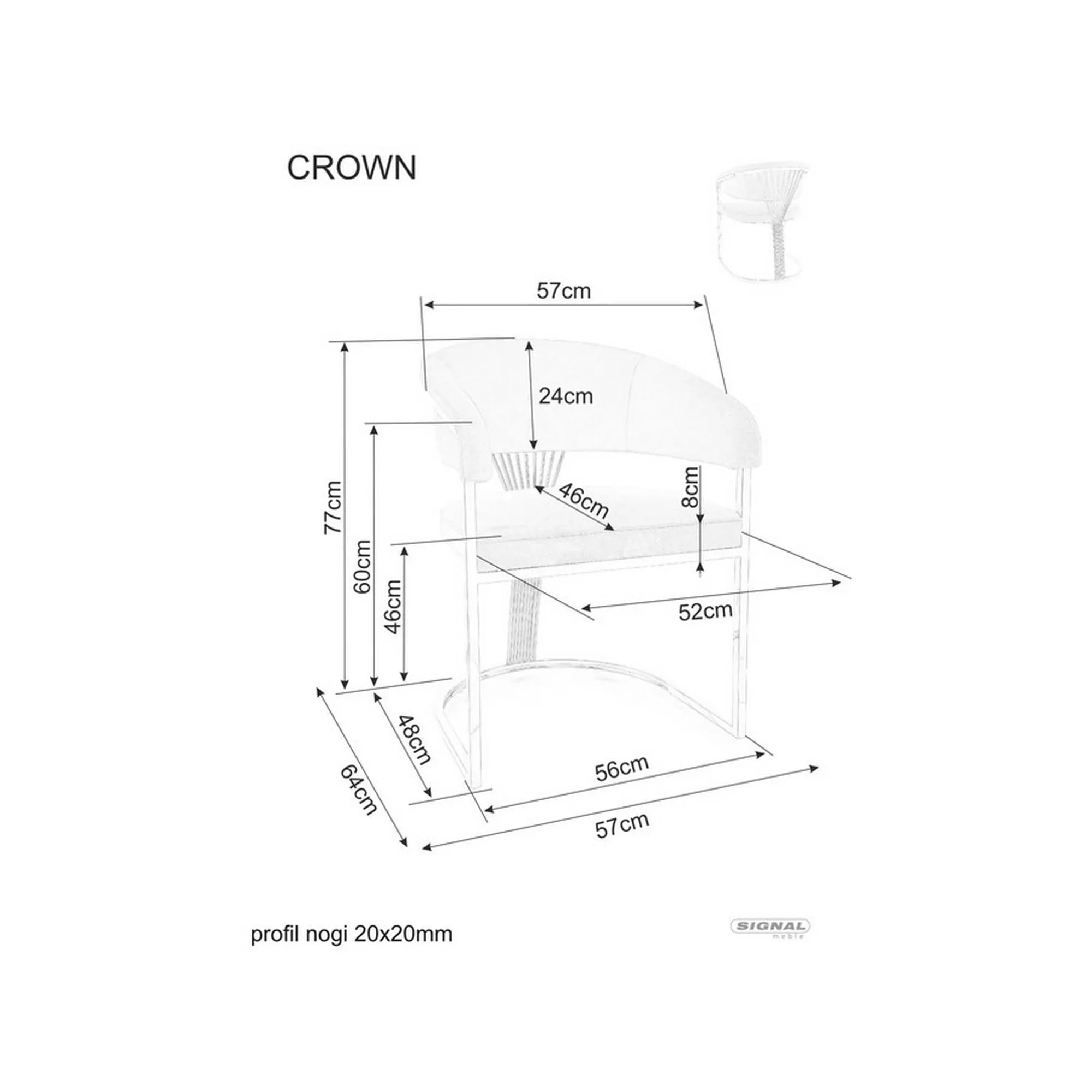 Scaun CROWN, bej inchis - Bluvel 28, stofa catifelata/metal, 57x64x77 cm