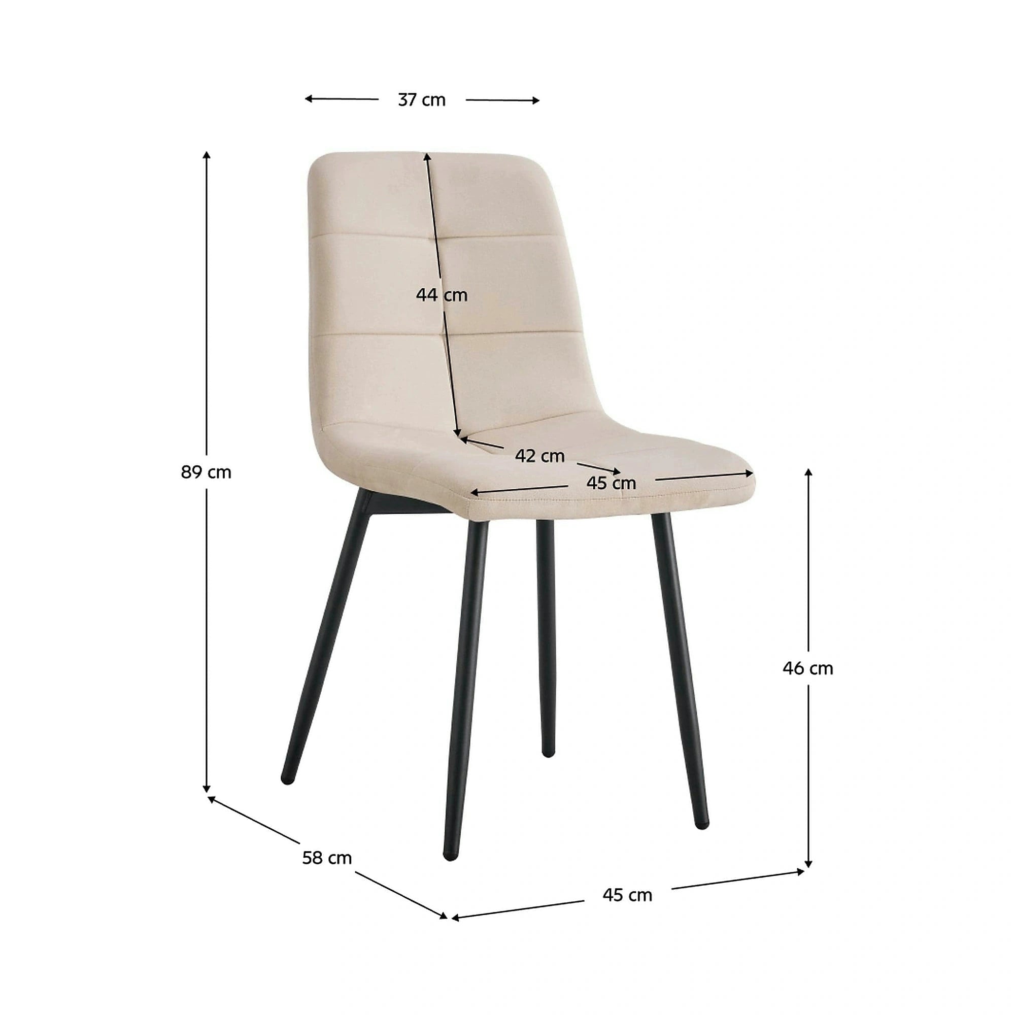 Scaun DAMIA TIP 1, bej/negru, stofa catifelata/metal, 45x58x89 cm