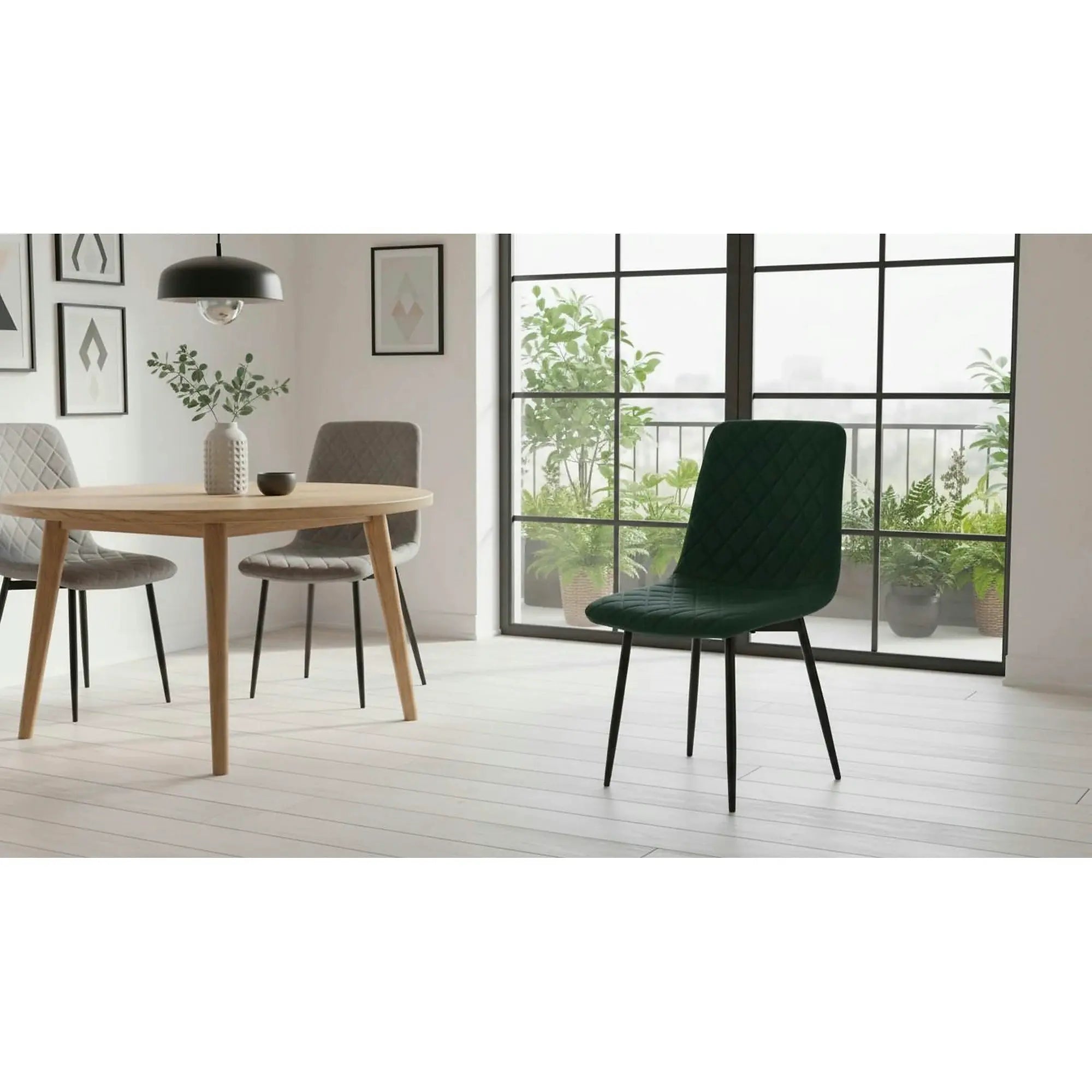 Scaun DAMIA TIP 2, verde smarald/negru, stofa catifelata/metal, 45x58x89 cm