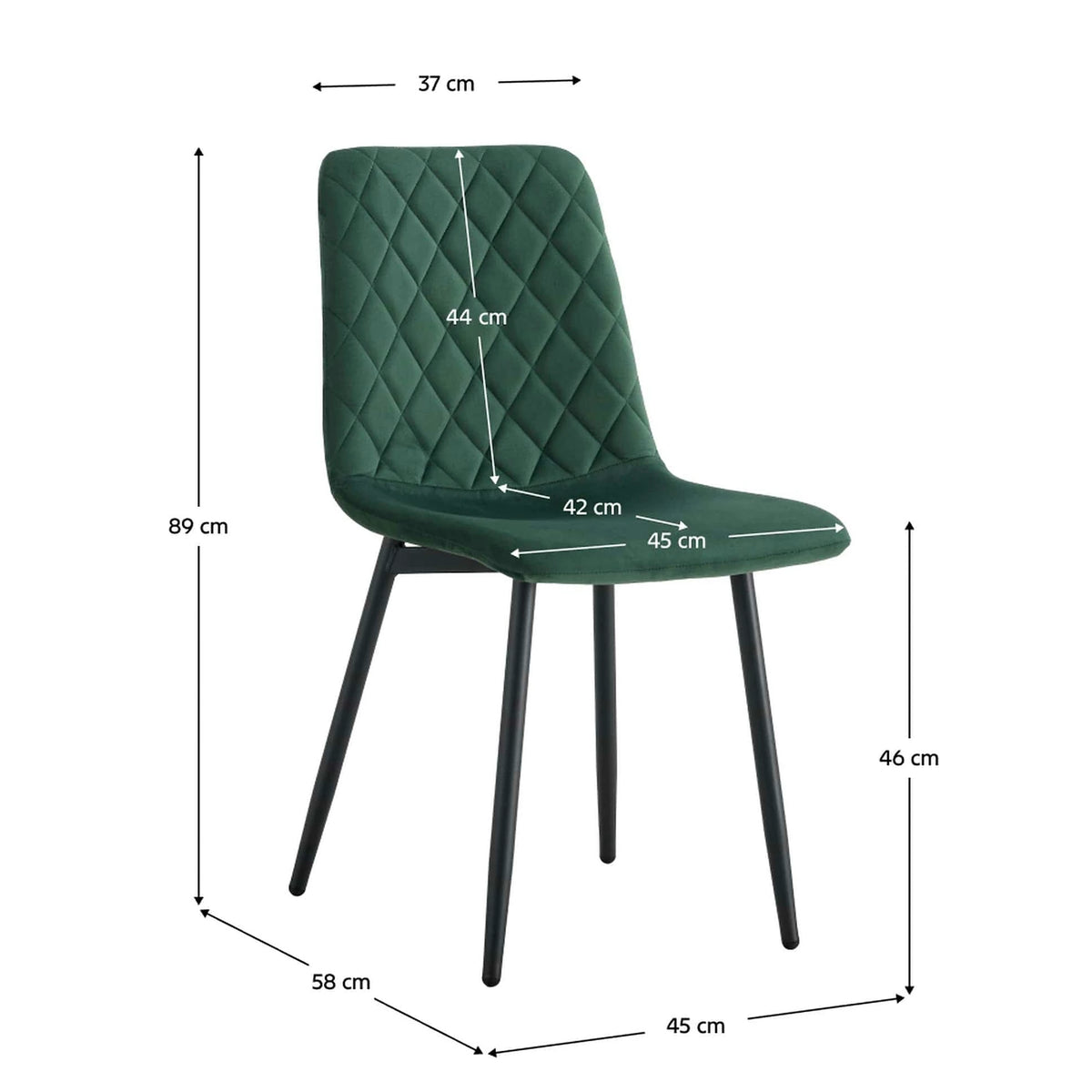Scaun DAMIA TIP 2, verde smarald/negru, stofa catifelata/metal, 45x58x89 cm