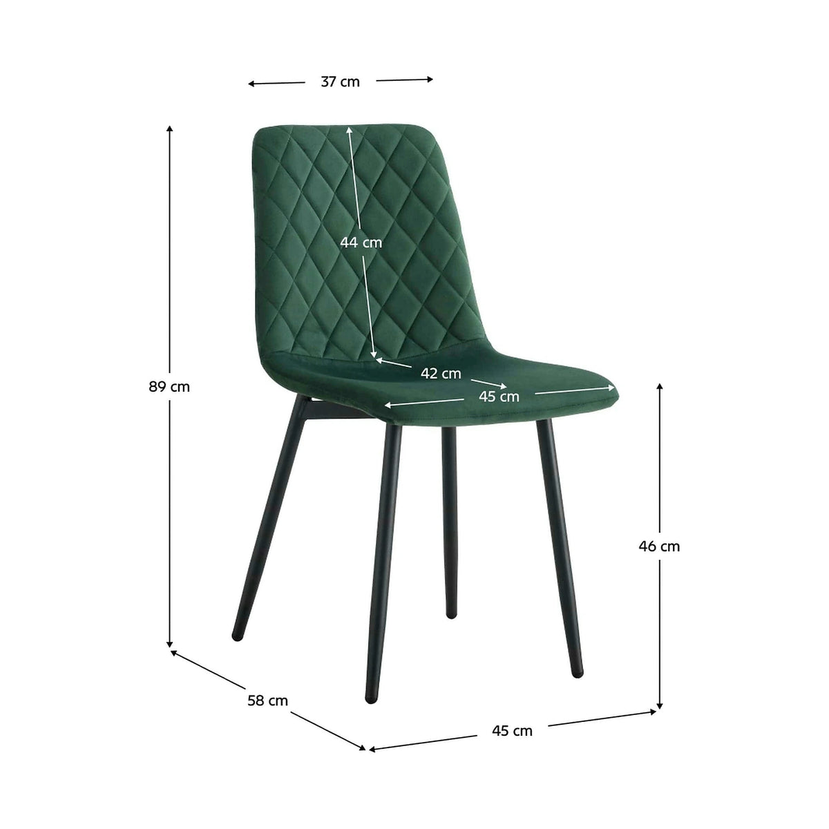 Scaun DAMIA TIP 2, verde smarald/negru, stofa catifelata/metal, 45x58x89 cm