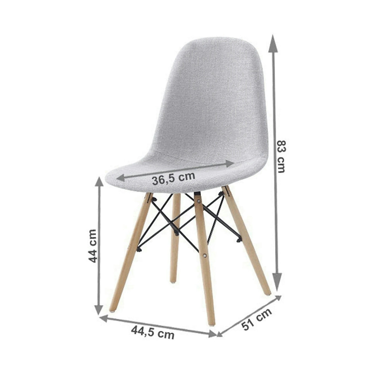 Scaun DARELA NEW, gri deschis/fag, stofa clasica/lemn, 45x51x83 cm