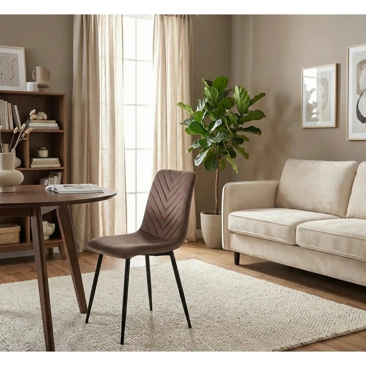Scaun DAREN, cappuccino - Bluvel 38, stofa catifelata/metal, 45x39x91 cm