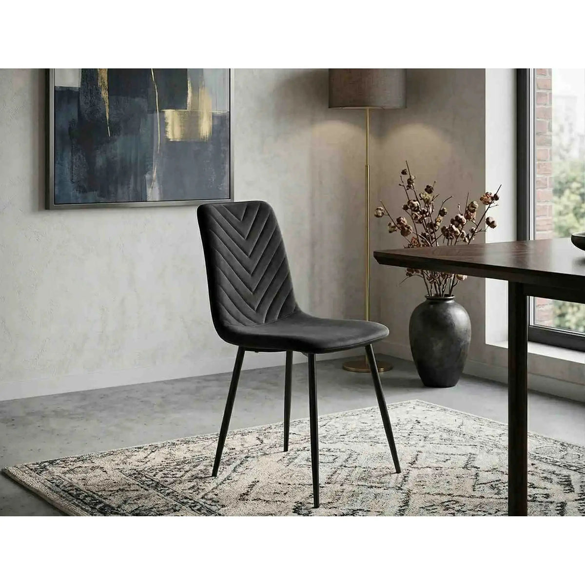 Scaun DAREN, negru - Bluvel 19, stofa catifelata/metal, 45x39x91 cm