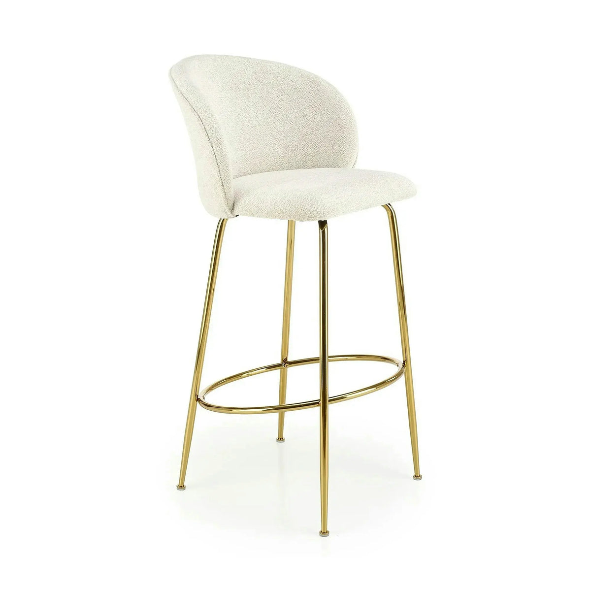 Scaun de bar auriu H116, stofa bucle/otel, 50x59x101 cm