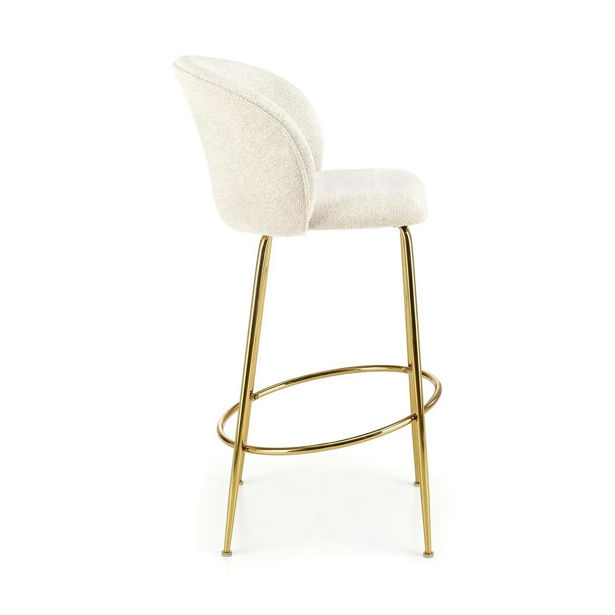 Scaun de bar auriu H116, stofa bucle/otel, 50x59x101 cm