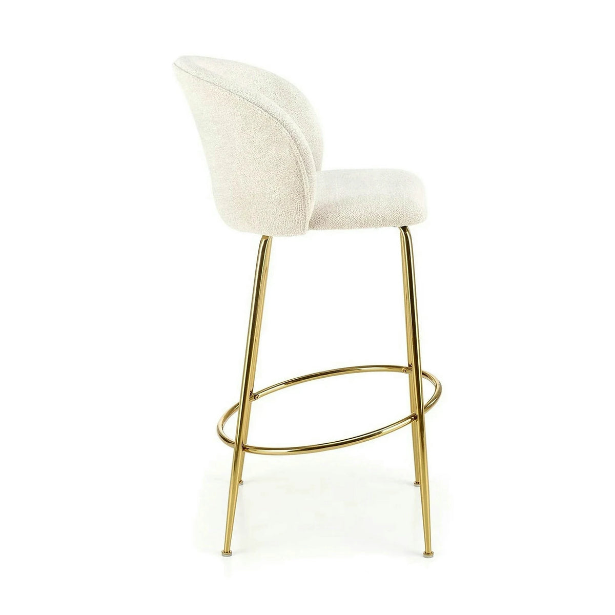 Scaun de bar auriu H116, stofa bucle/otel, 50x59x101 cm